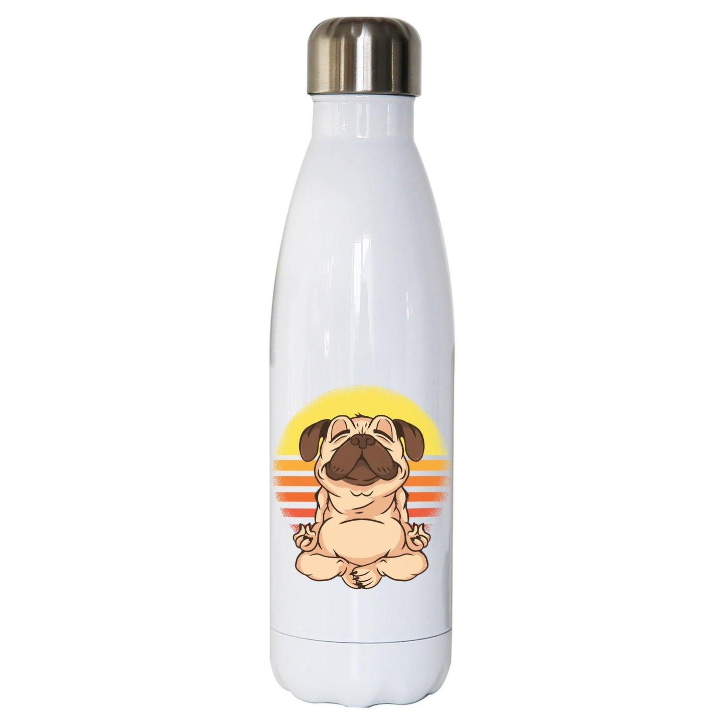 Yoga pug funny dog Water bottle stainless steel reusable
