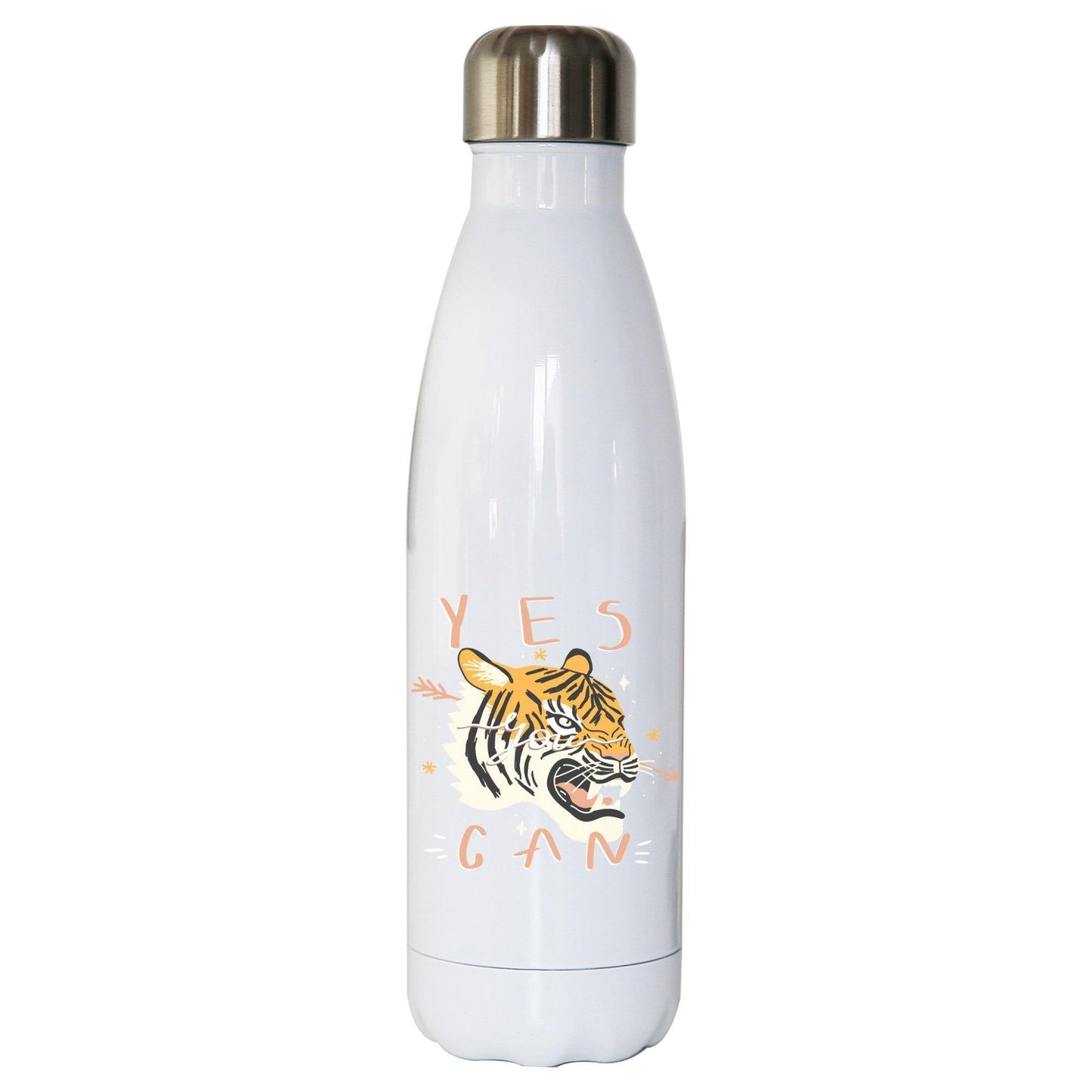 Yes you can tiger illustration graphic design water bottle stainless steel reusable