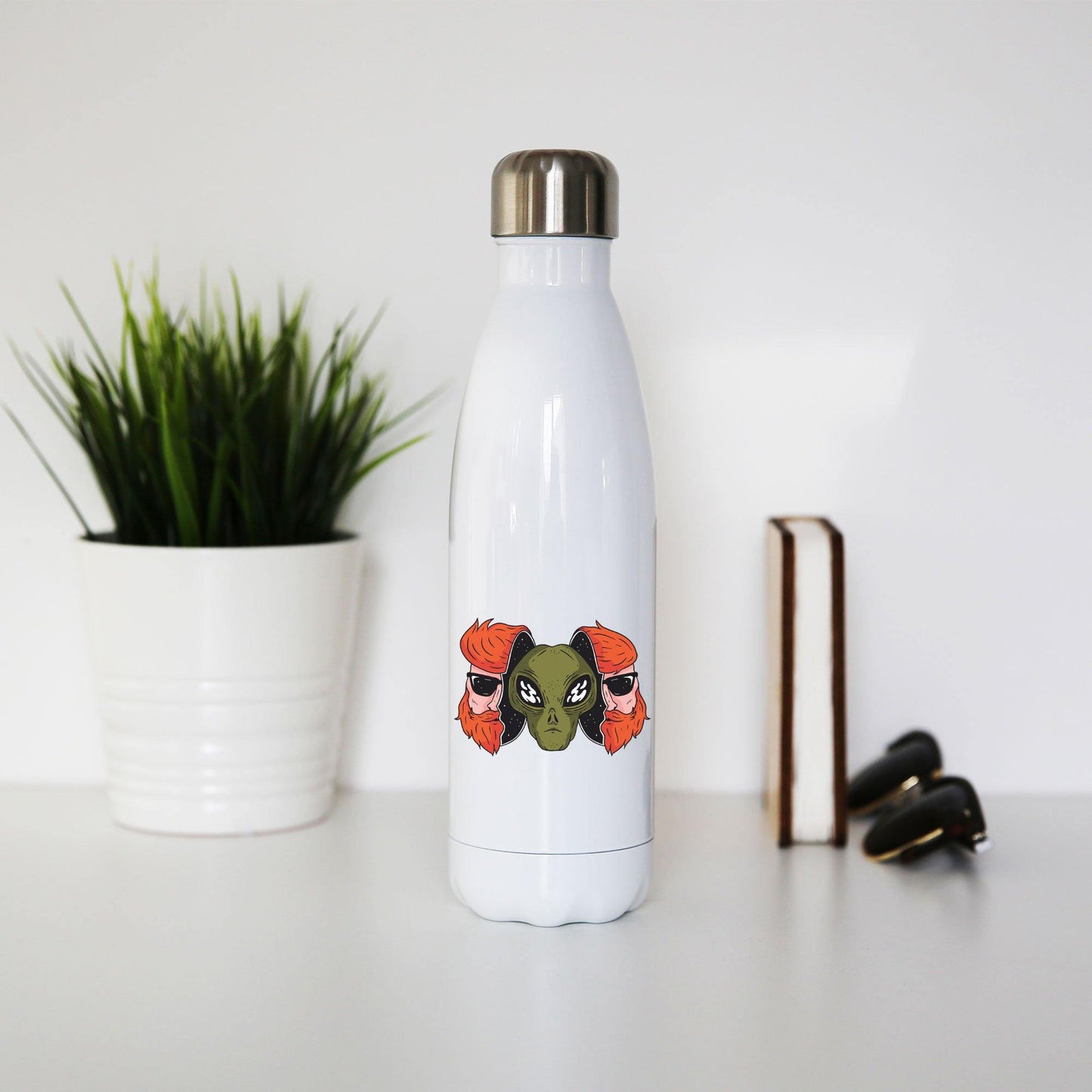 Hipster alien funny space water bottle stainless steel reusable