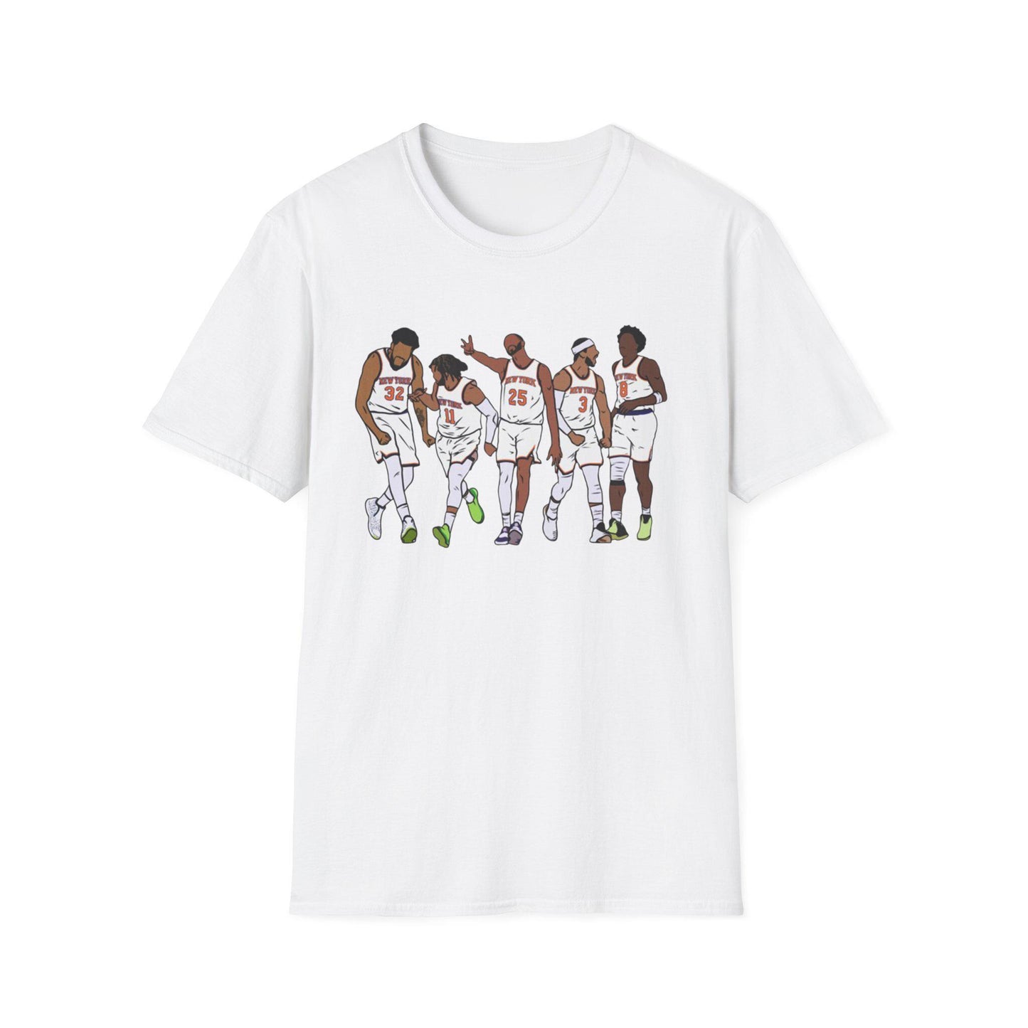 Knicks Starting Five Team York Art Squad Goals White Tee Softstyle Black Champs East (2)