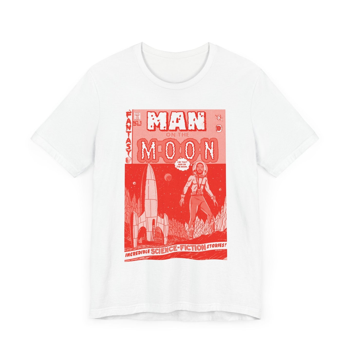 Man on the Moon - RED VARIANT - Unisex Jersey Short Sleeve Tee
