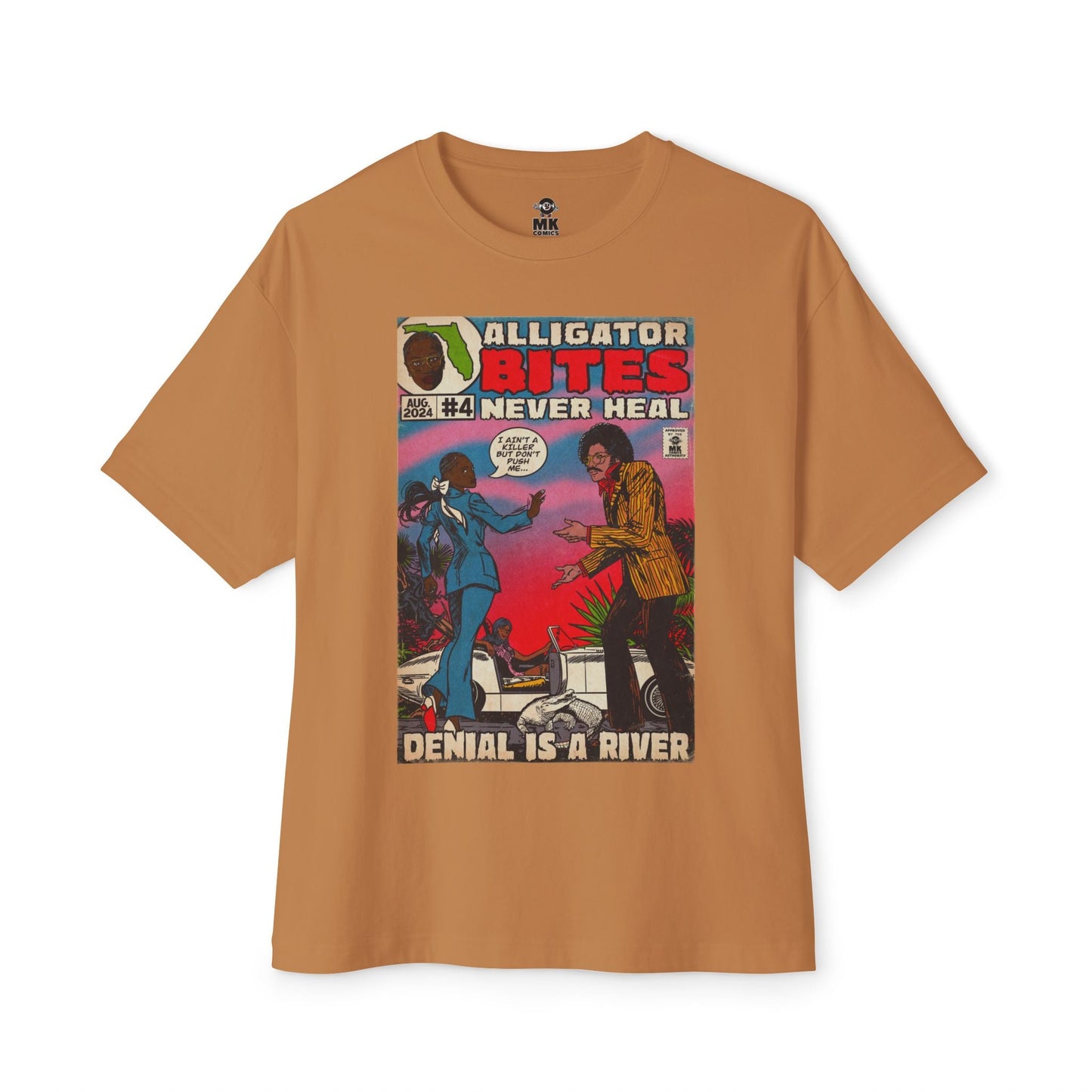 Denial is a River - Alligator Bites - Unisex Oversized Boxy Tee