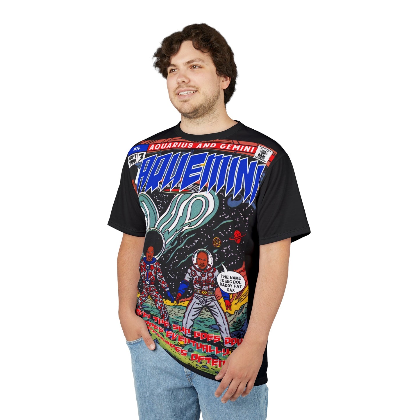 Aquemini - Comic Book Art - Unisex Cut & Sew Tee (AOP)