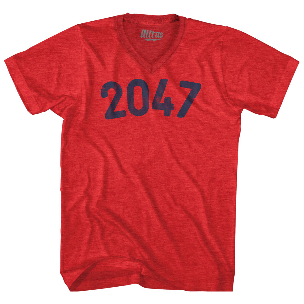 2047 Year Celebration Adult Tri-Blend V-neck T-shirt Style003
