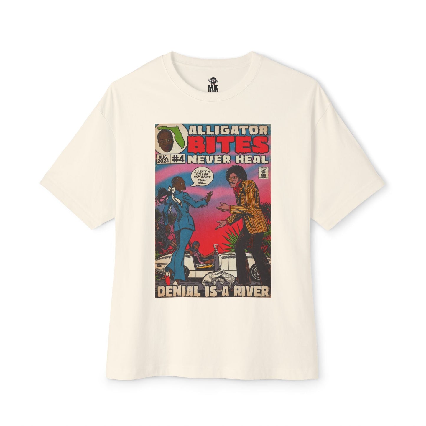 Denial is a River - Alligator Bites - Unisex Oversized Boxy Tee