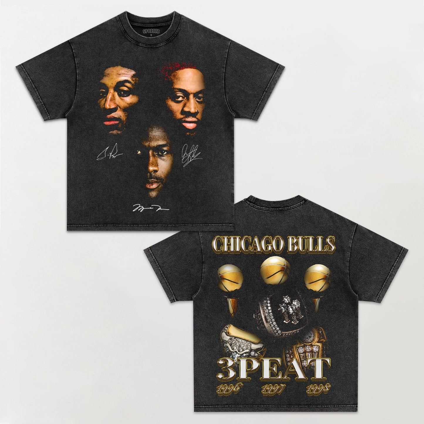 3-PEAT 96-98 BULLS TEE Style001