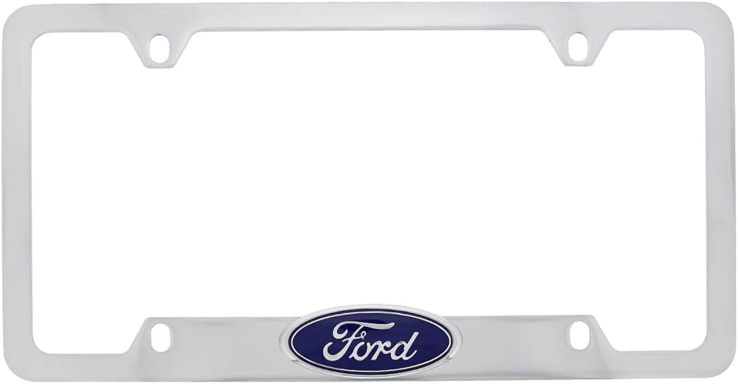 3D Ford Badge Emblem Chrome Plated Metal License Plate Frame Holder