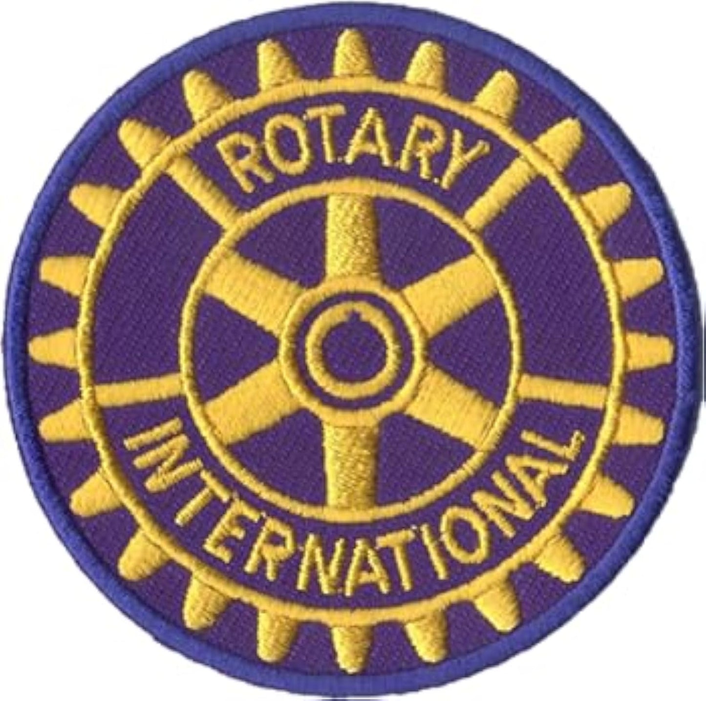 Rotary International Embroidered Patch - Premium Gold & Royal Blue 3-Inch Circular Badge - Iron-On or Sew-On Emblem for Jackets, Vests, Hats, and Bags - Official Logo Applique for Club Members