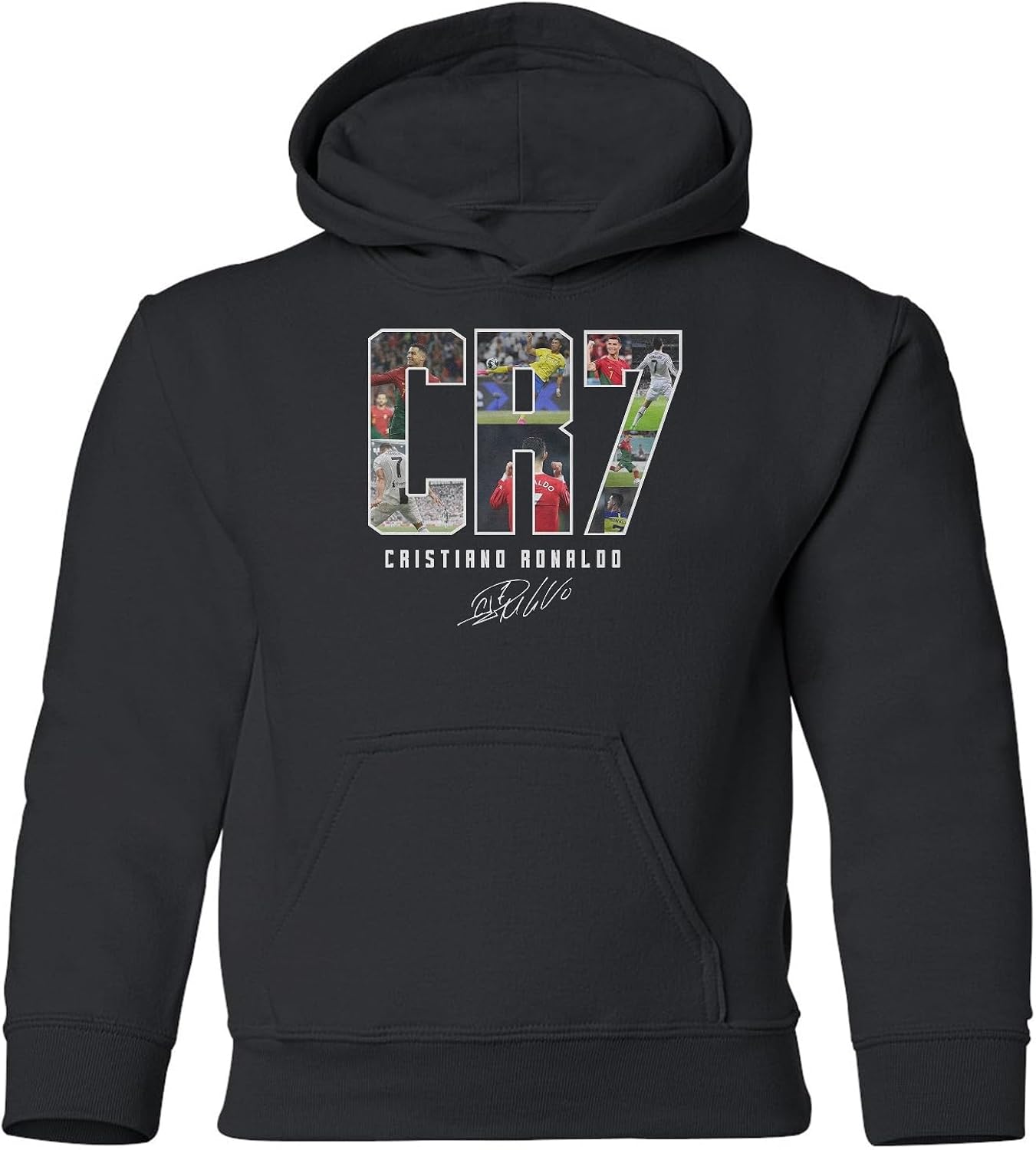 Collage Ronaldo Tribute - Soccer GOAT Youth Hooded Sweatshirt