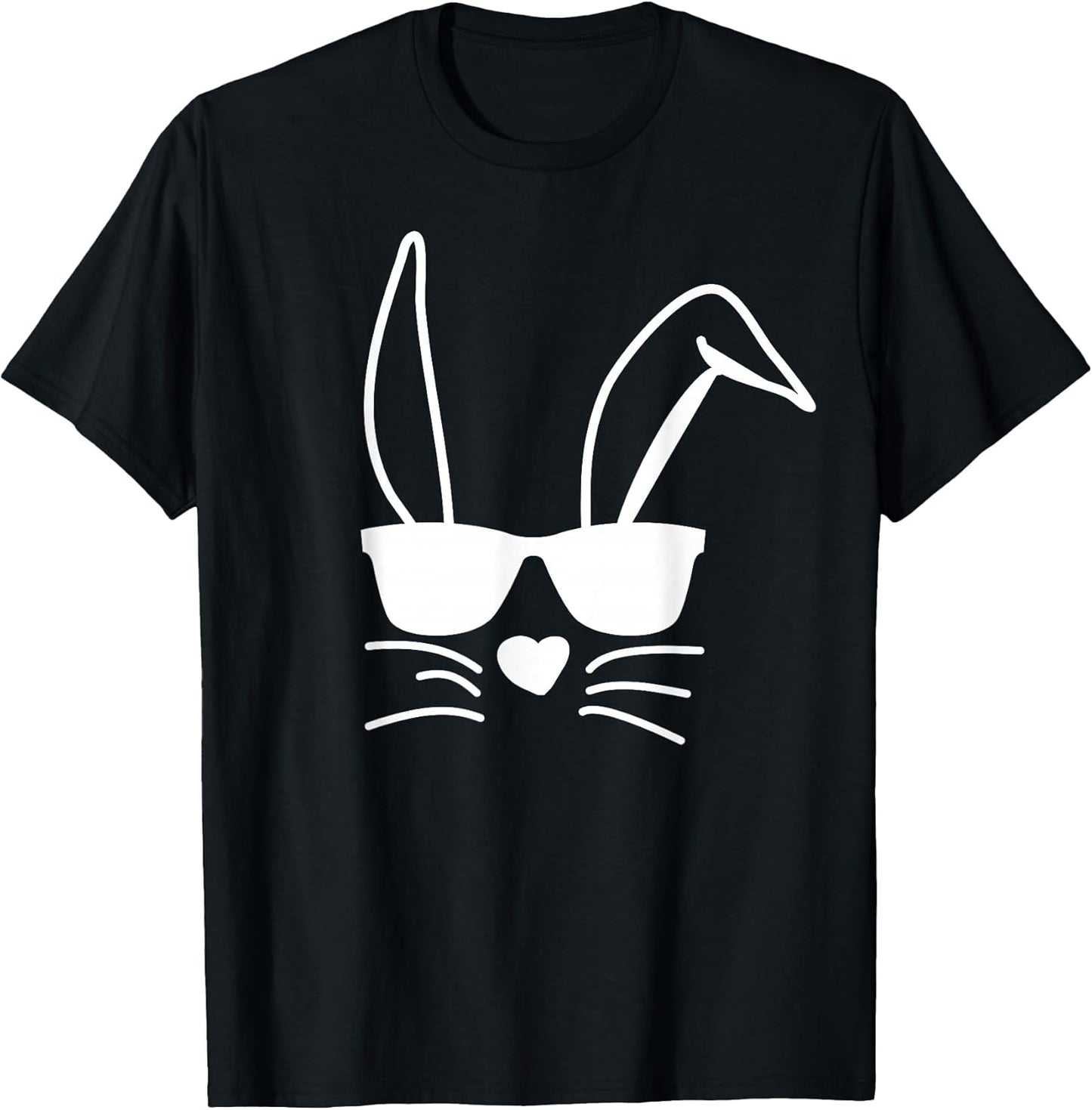 Kids Black Easter T-Shirt: Classic Fit, Hip Sunglasses Bunny, Roundneck, Short Sleeve