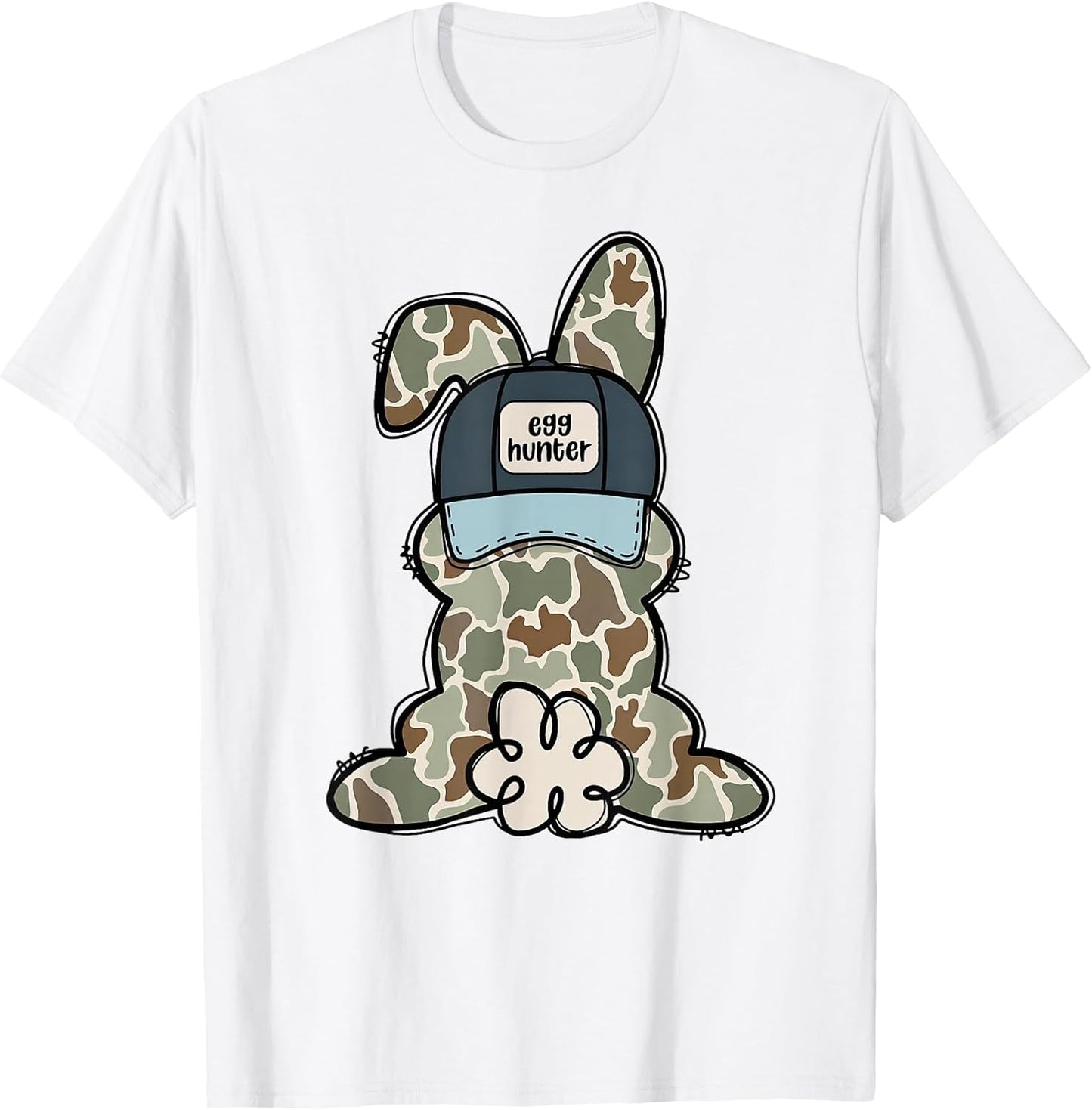 Funny Bunny Camouflage Egg Hunter Rabbit Happy Easter Trendy T-Shirt