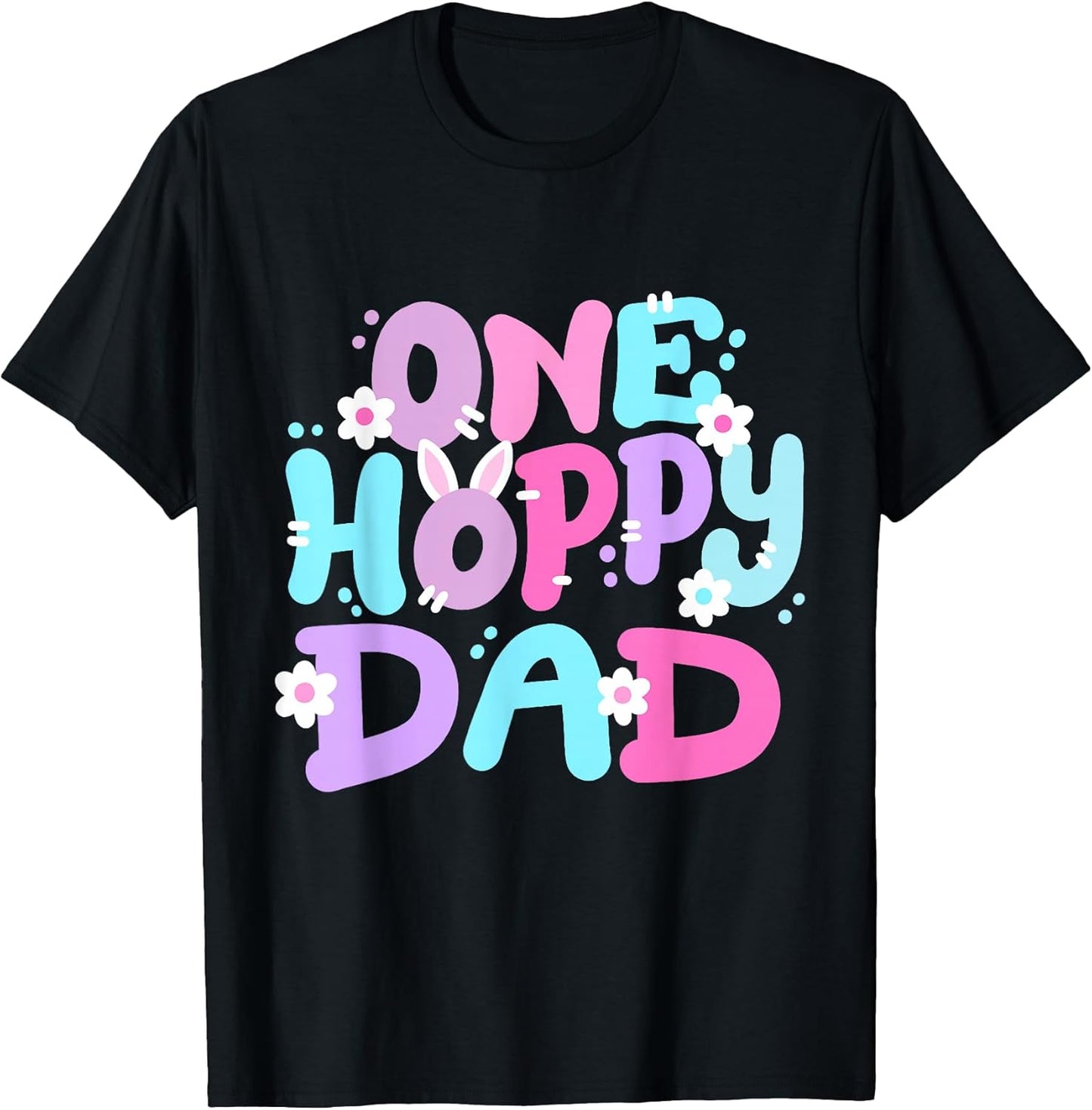 One Hoppy Dad Retro Groovy Easter Bunny Family Matching T-Shirt