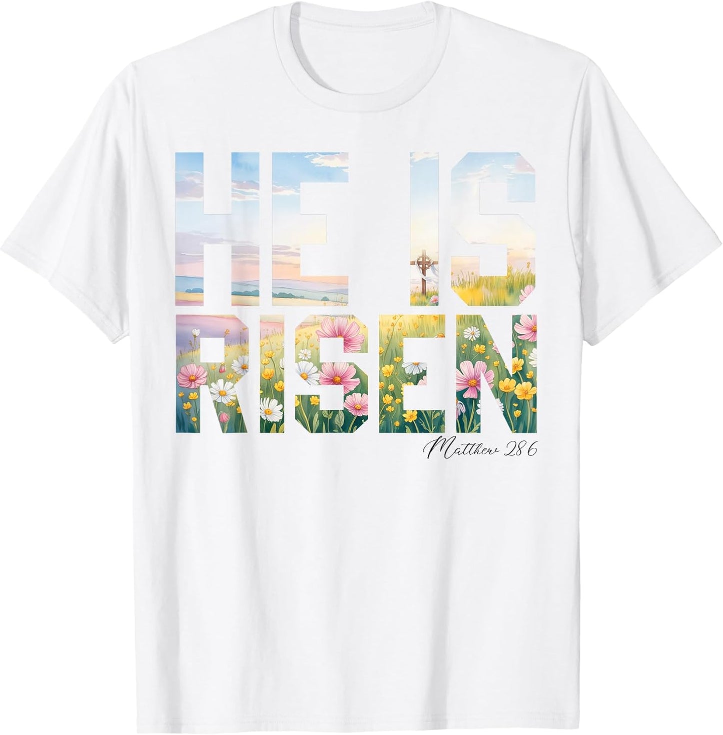 He is Risen Boho Wildflower Easter Christian Jesus T-Shirt