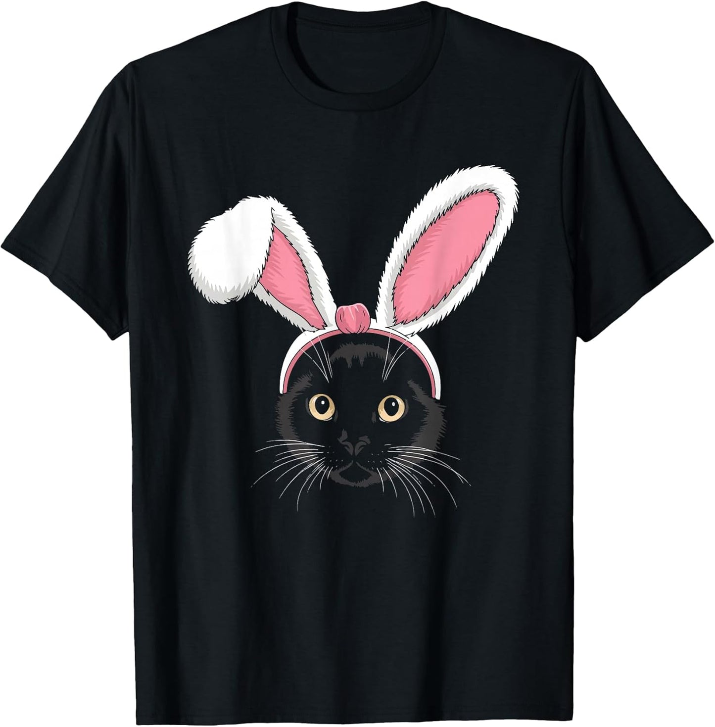 Black Cat with Bunny Ears Cute Easter Girls Kids Cat Lovers T-Shirt