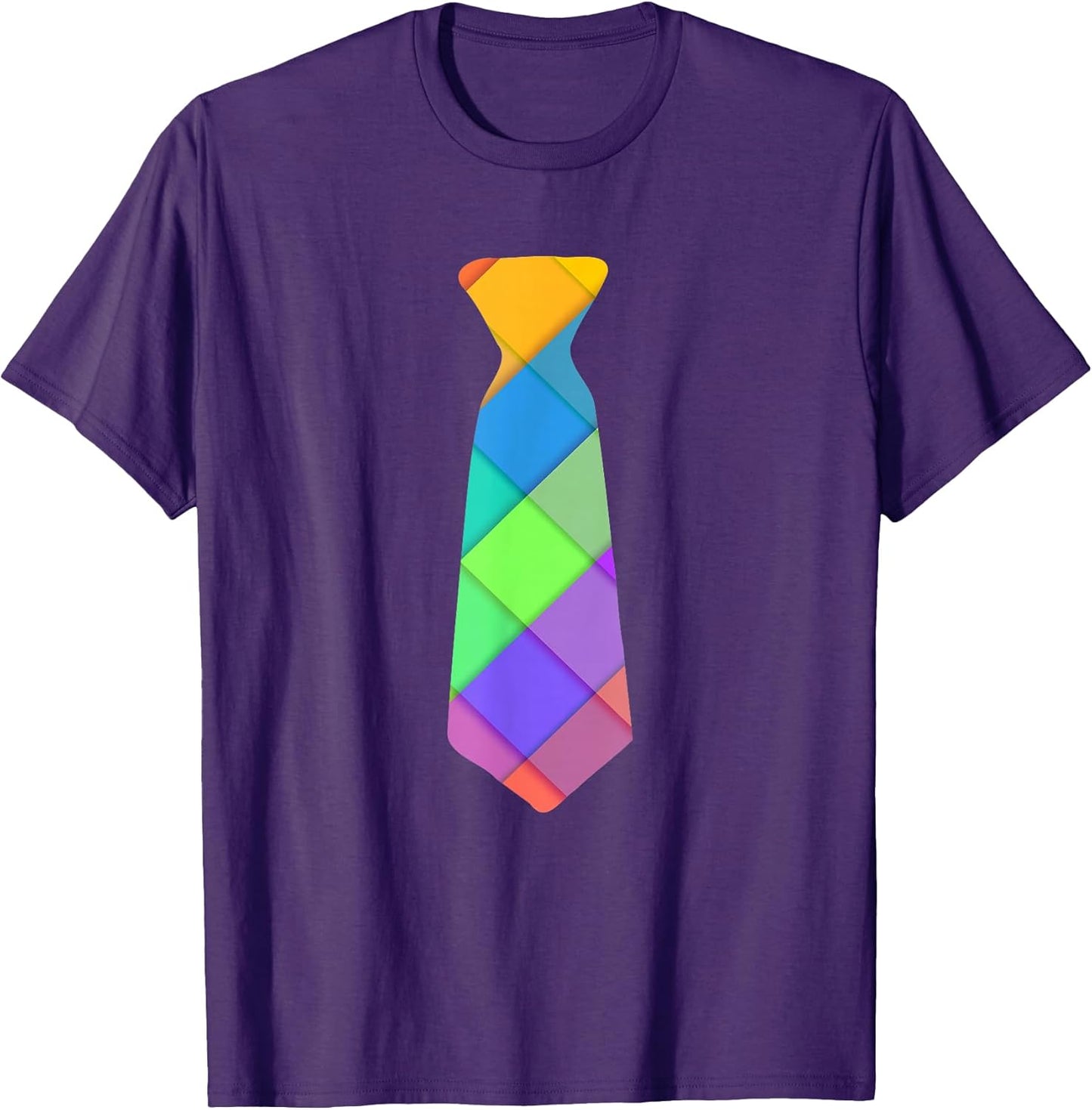 Funny Pastel Plaid Tie Graphic Design Spring Easter Fun T-Shirt