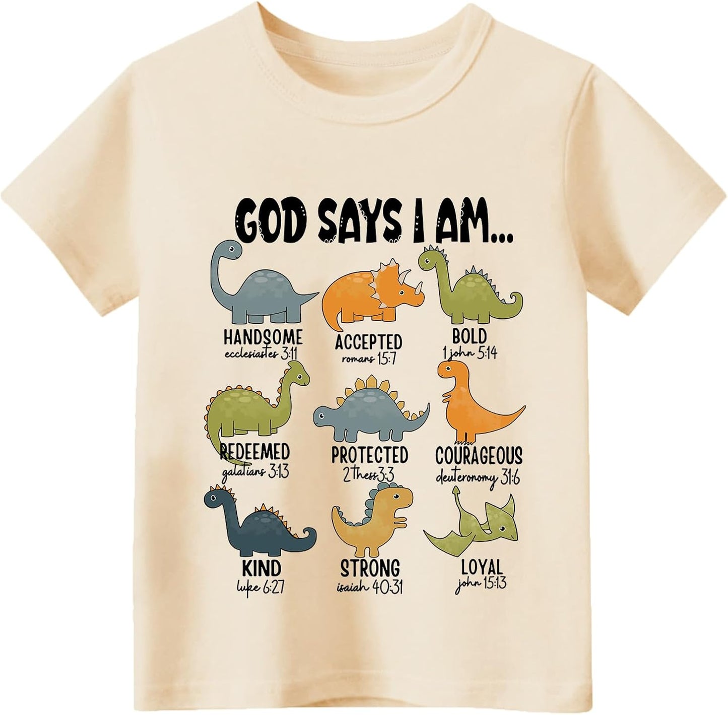 Christian Shirt for Boys God Says I Am Toddler Kids Bible Verse Jesus T-Shirt Dino Trucks Graphic Tops 2-7T