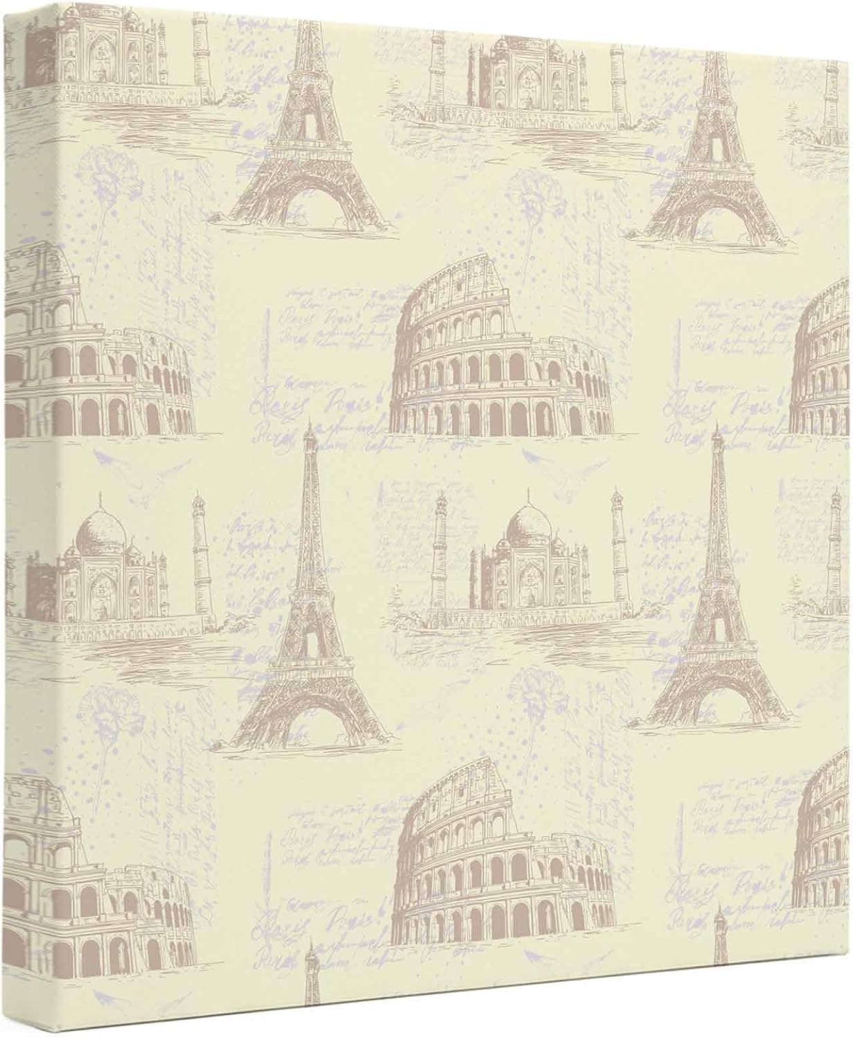Ship Next Day - Yellow Architecture Wall Art,Eiffel Tower Retro City Classical Colosseum Canvas Print Painting Artwork Picture for Wall Living Room Bathroom Bedroom Kitchen Office Dining Room 8"x8"