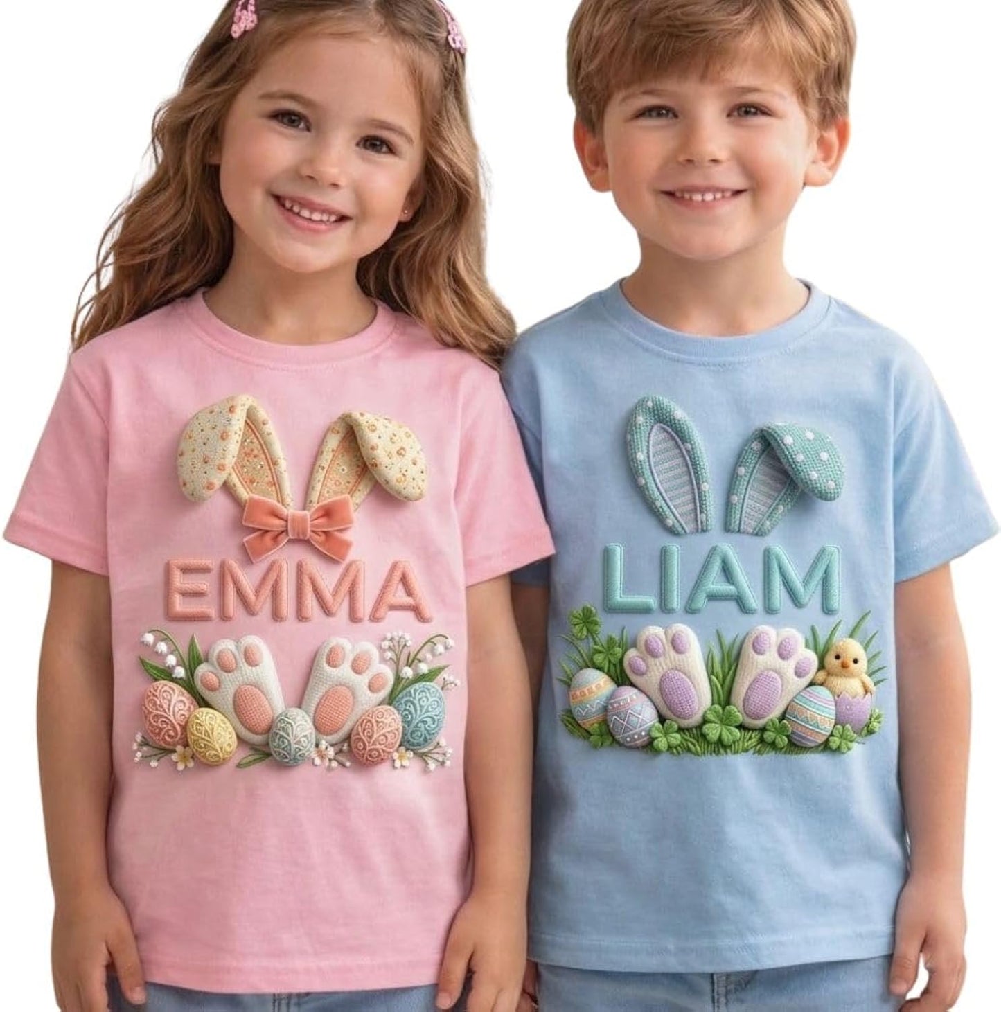 Personalized Easter Toddler Shirt - Custom Name Easters Shirt for Kids, Happy Easter Tee Gift for Toddlers, Cute Bunnies T-Shirt, Custom Egg Hunter Tee Boys and Girls Gift