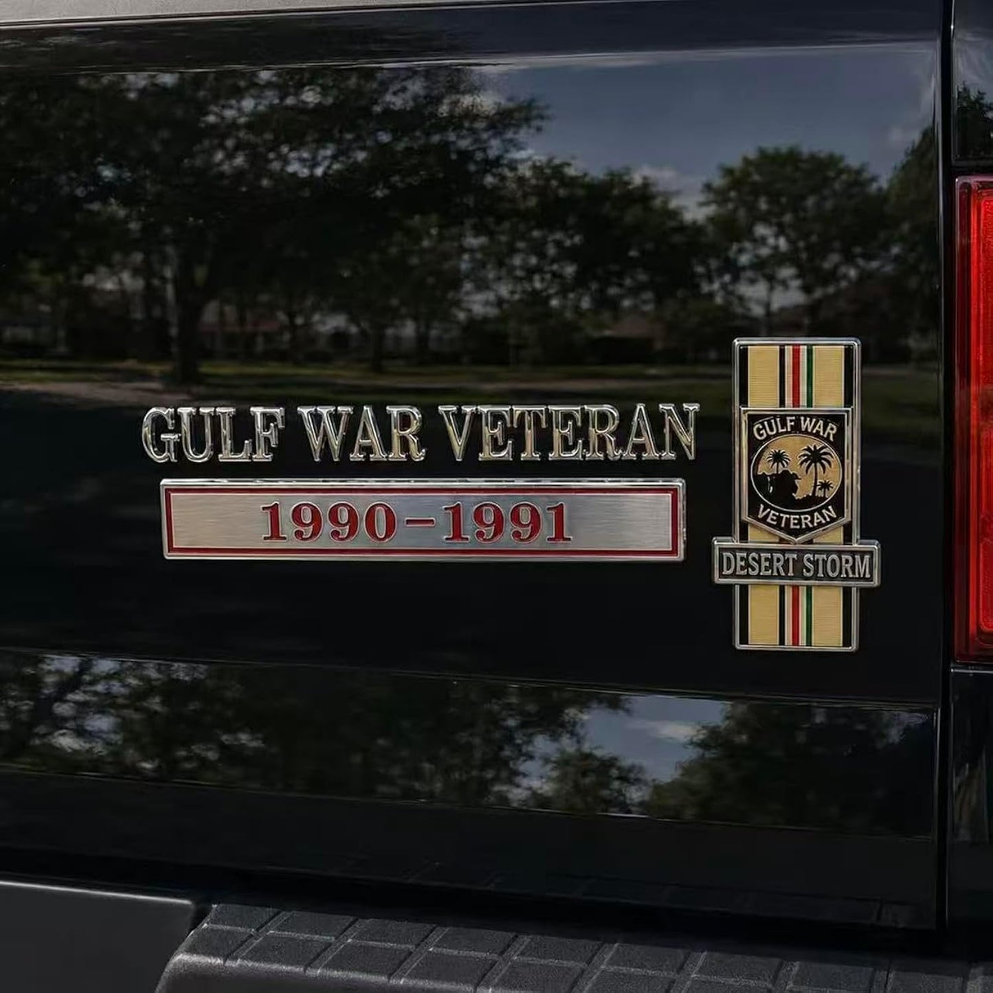 Gulf War Veteran 1990–1991 Desert Storm 3D Metal Car Emblem Badge Patriotic Metal Badge Military Decal 250th Anniversary Car Stickers for Trucks, SUV, Veterans Day Gift