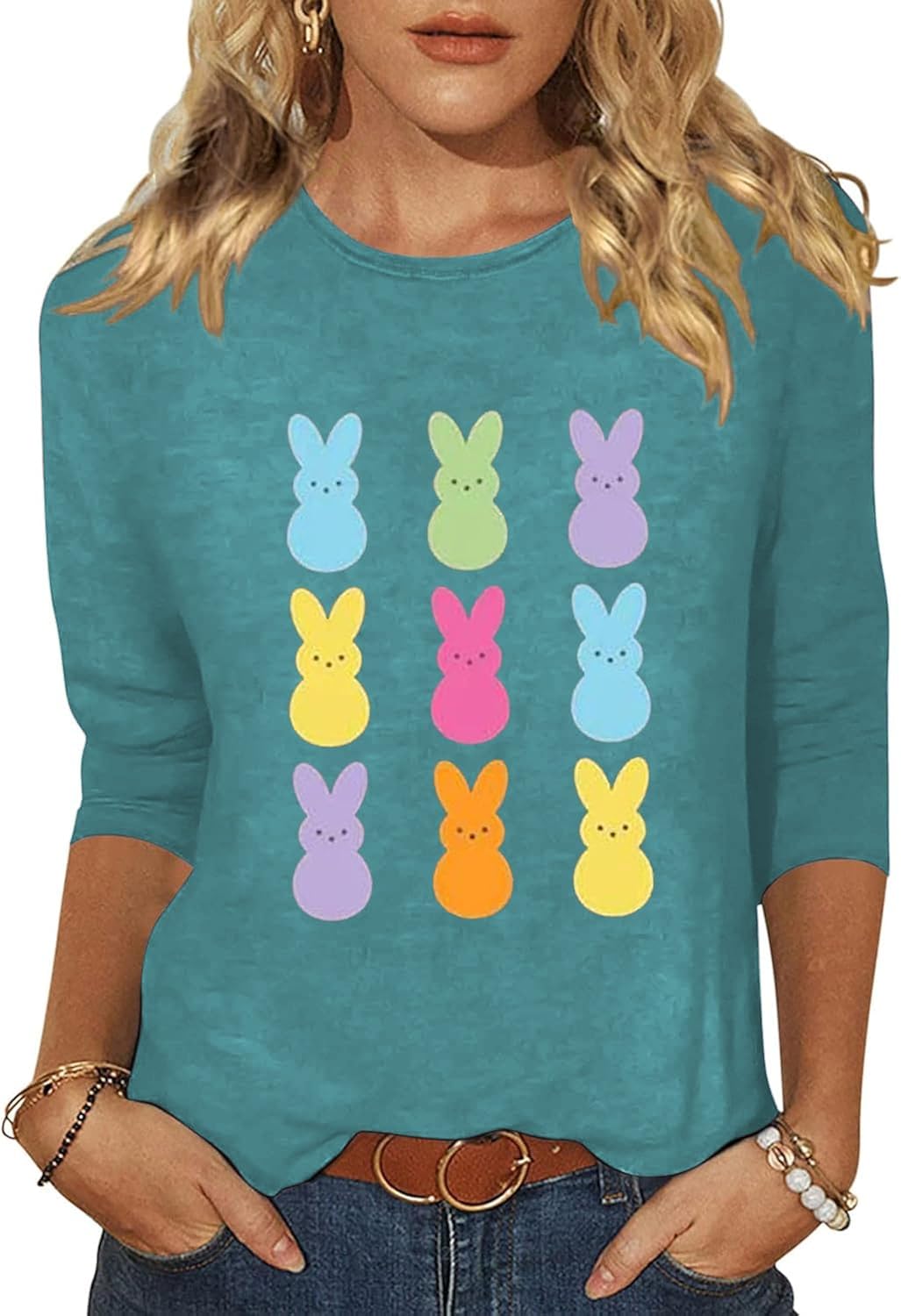 Womens 3/4 Sleeve St. Patrick's Day T-Shirts Crew Neck Spring Graphic Tee Tops