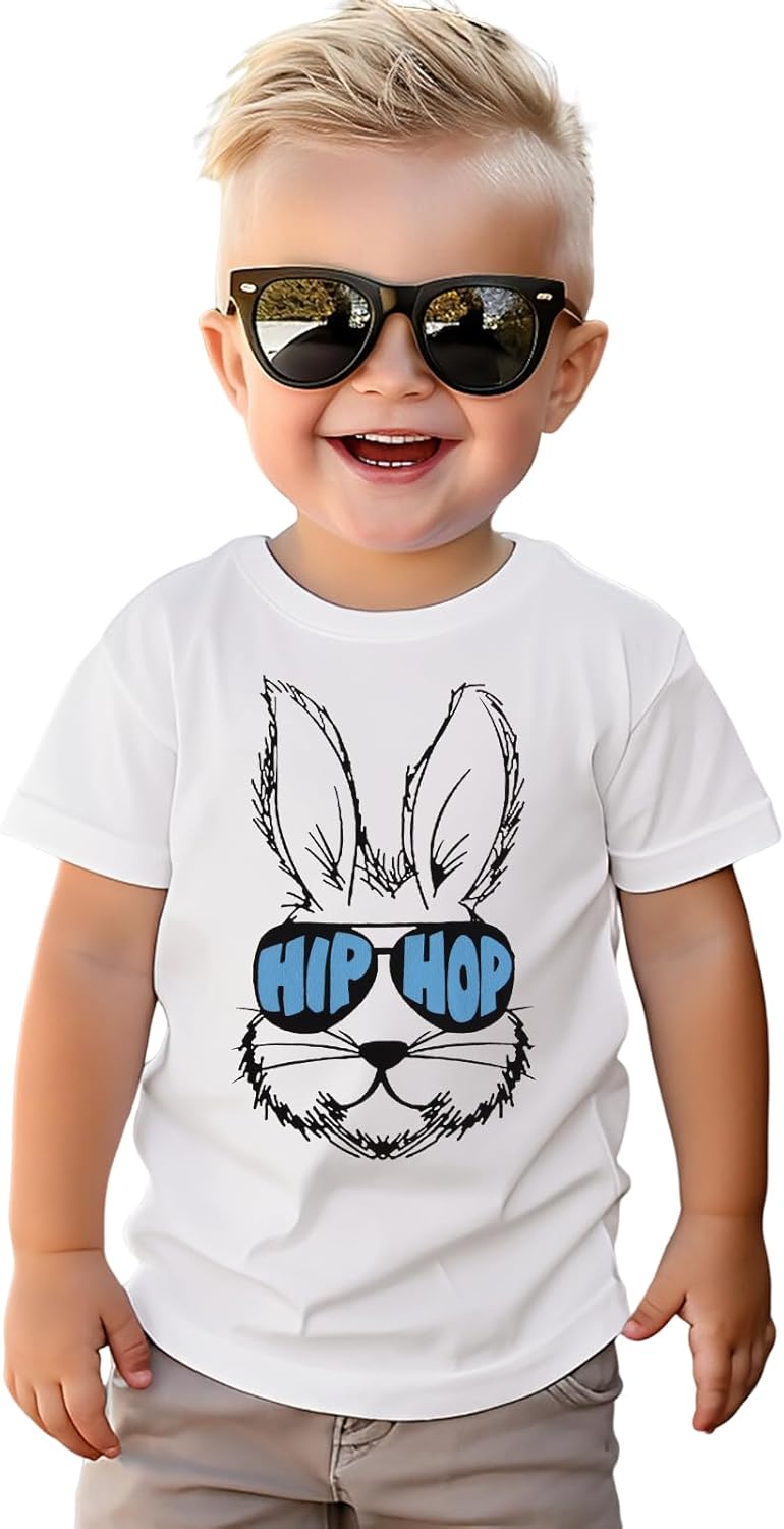 Easter T-Shirts Baby Boys Girls Toddler Hip Hop Bunny Grpahic Shirts Happy Easter Rabbit Short Sleeve Tee Tops