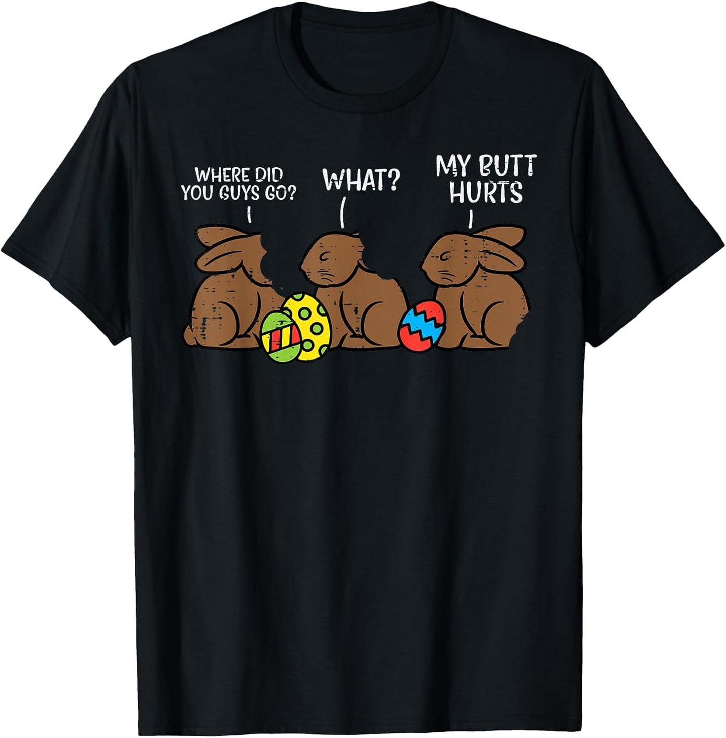 Where Did You Guys Go Chocolate Bunny Funny Easter Kids T-Shirt Small