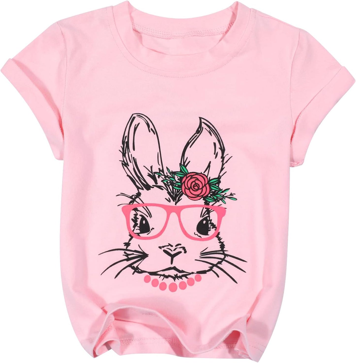 Toddler Easter Shirt Boys Girls Bunny T Shirt Rabbit with Glasses Graphic Tee Happy Easter Short Sleeve Tops