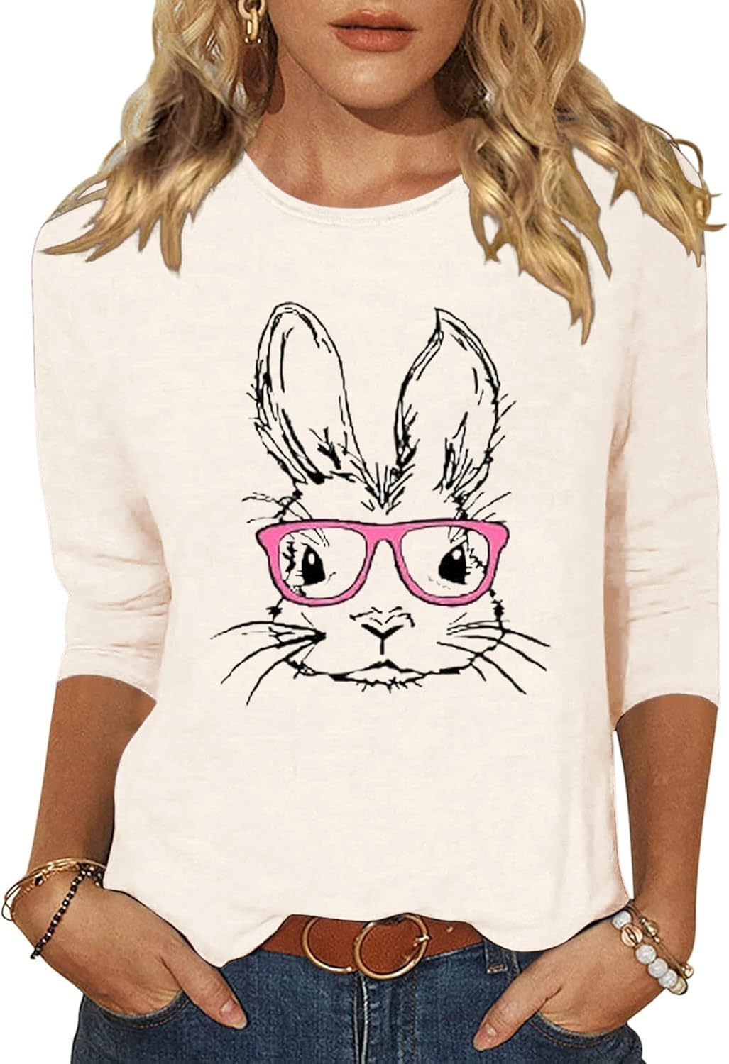 Womens 3/4 Sleeve Crew Neck Valentine T Shirts Love Heart Printed Graphic Tee Tops