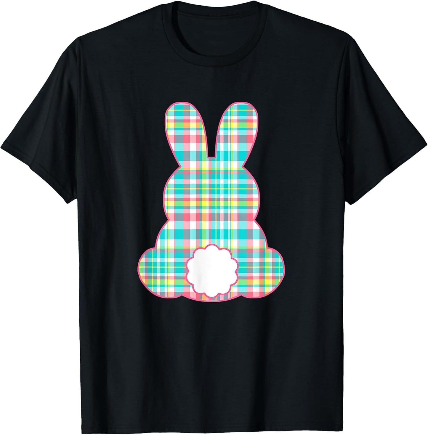 Plaid Pastel Multi Color Gingham Check Easter Bunny Shirt T-Shirt