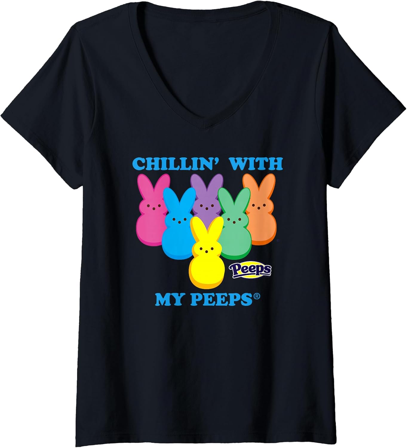 Womens Peeps Easter Chillin' With My Peeps Sweet Squad V-Neck T-Shirt