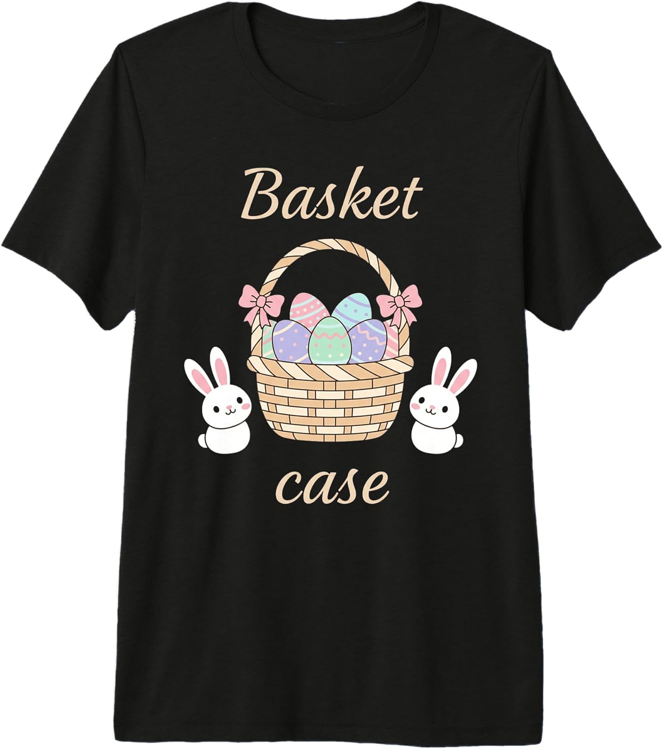 Cute Easter Bunny Basket and Pastel Eggs Design Premium Tri-Blend T-Shirt