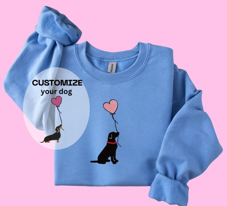 Valentine Dog Embroidered Sweatshirt - Customizable