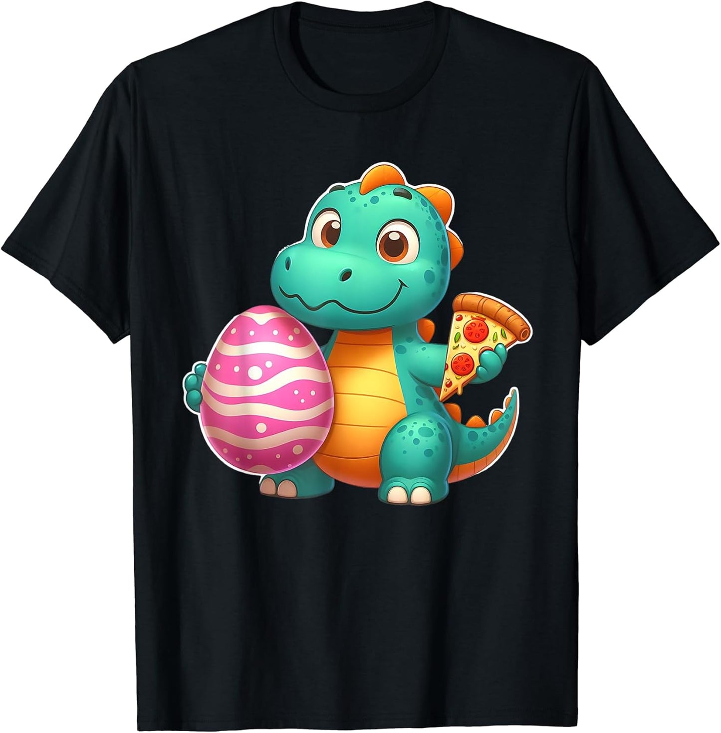 Dinosaur with Easter Egg and Pizza T-Shirt