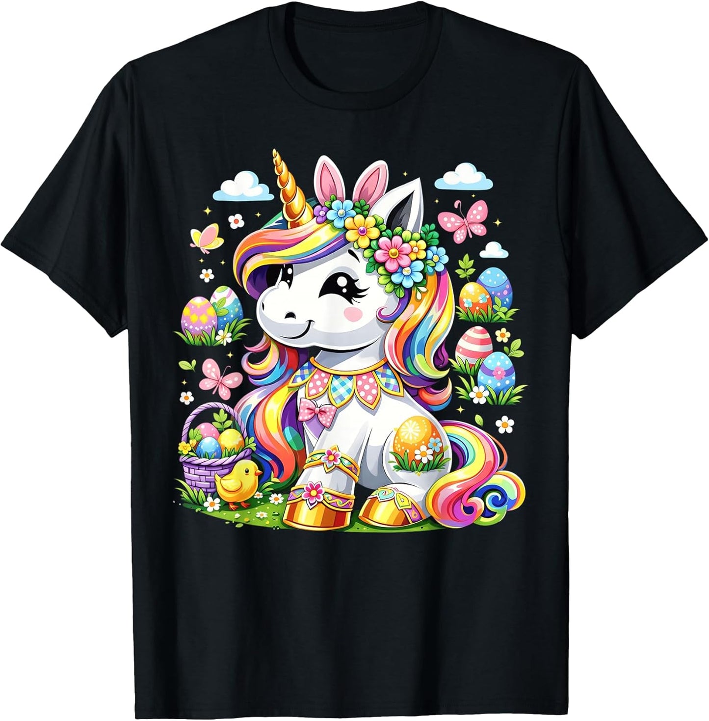 Happy Easter Unicorn Bunny Egg Girls Womens Kids T-Shirt