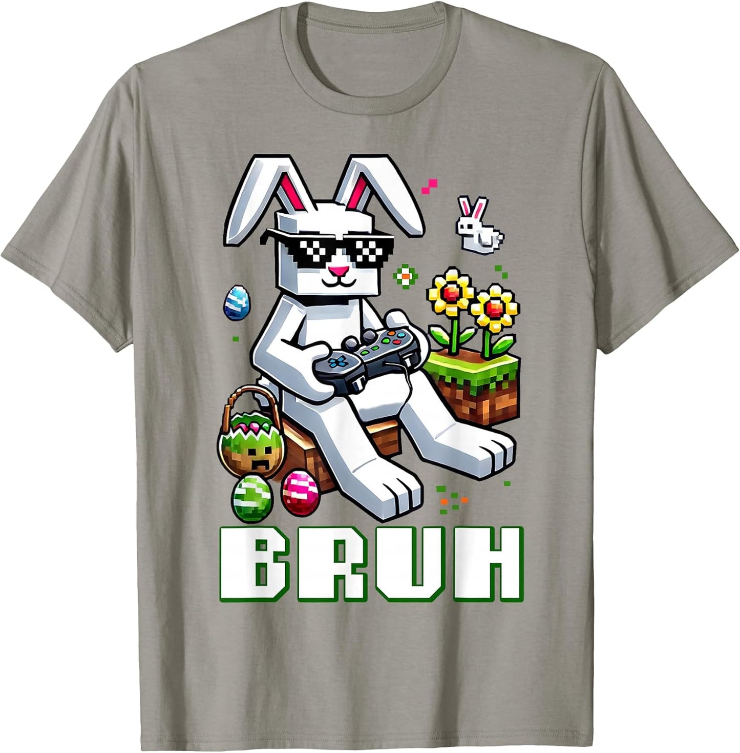Boys Bruh Happy Easter Day Bunny Egg Video Game Kids Gamer T-Shirt