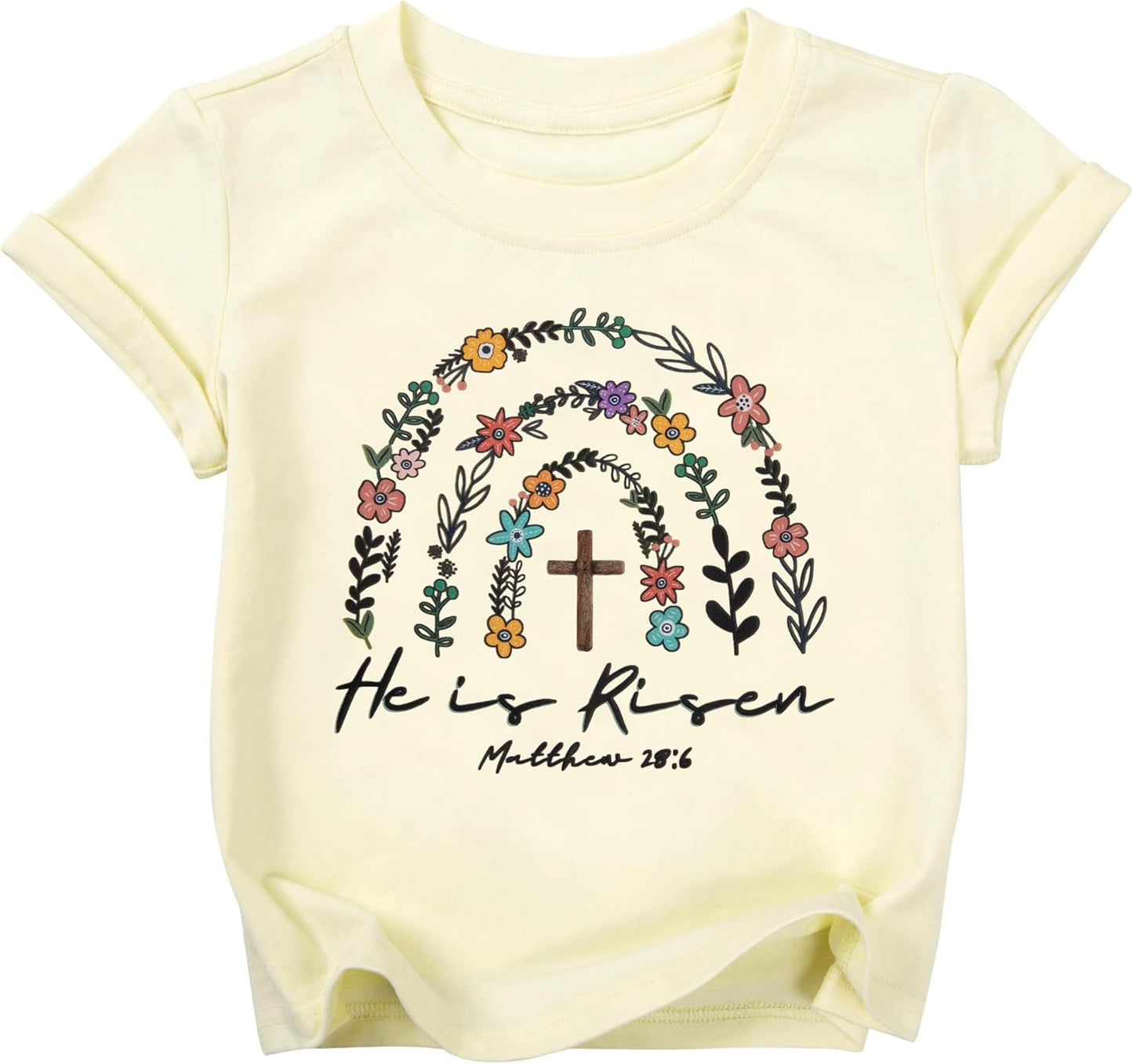 Easter Shirts for Toddler Girls Boys He is Risen Christian T-Shirt Cute Bunny Graphic Short Sleeve Tee Tops