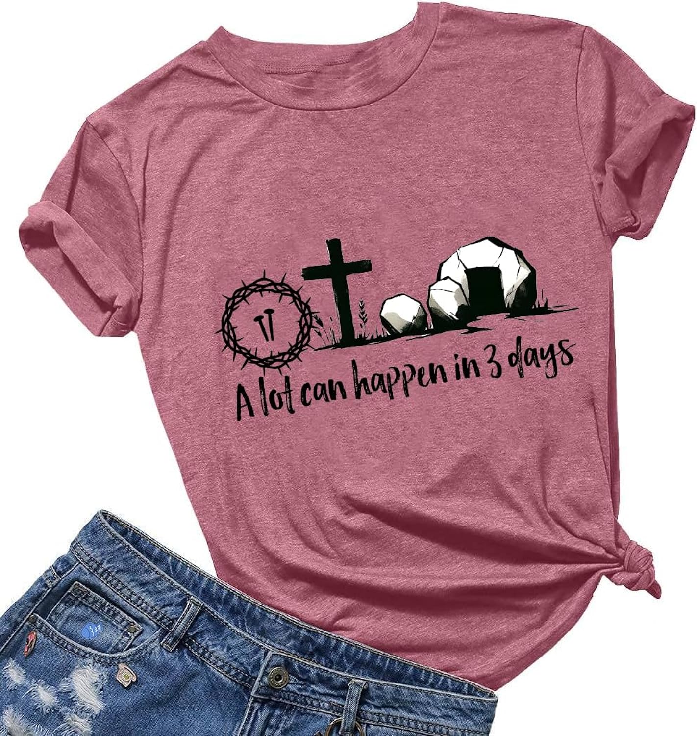 He is Risen T-Shirt for Women Easter Christian Jesus Bible Verse Graphic Top