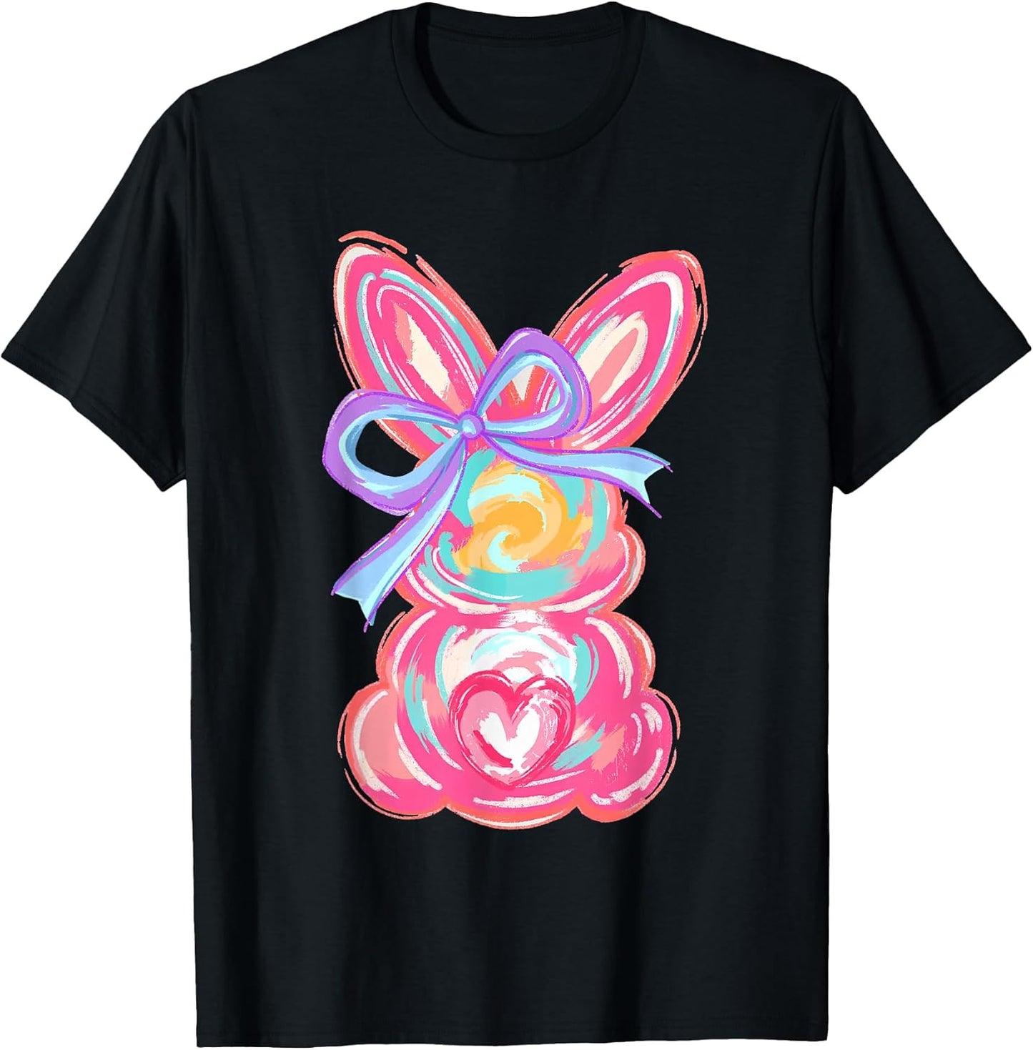 Easter Cute Bunny Coquette Bow Tie Dye Rabbit Women Girl Kid T-Shirt