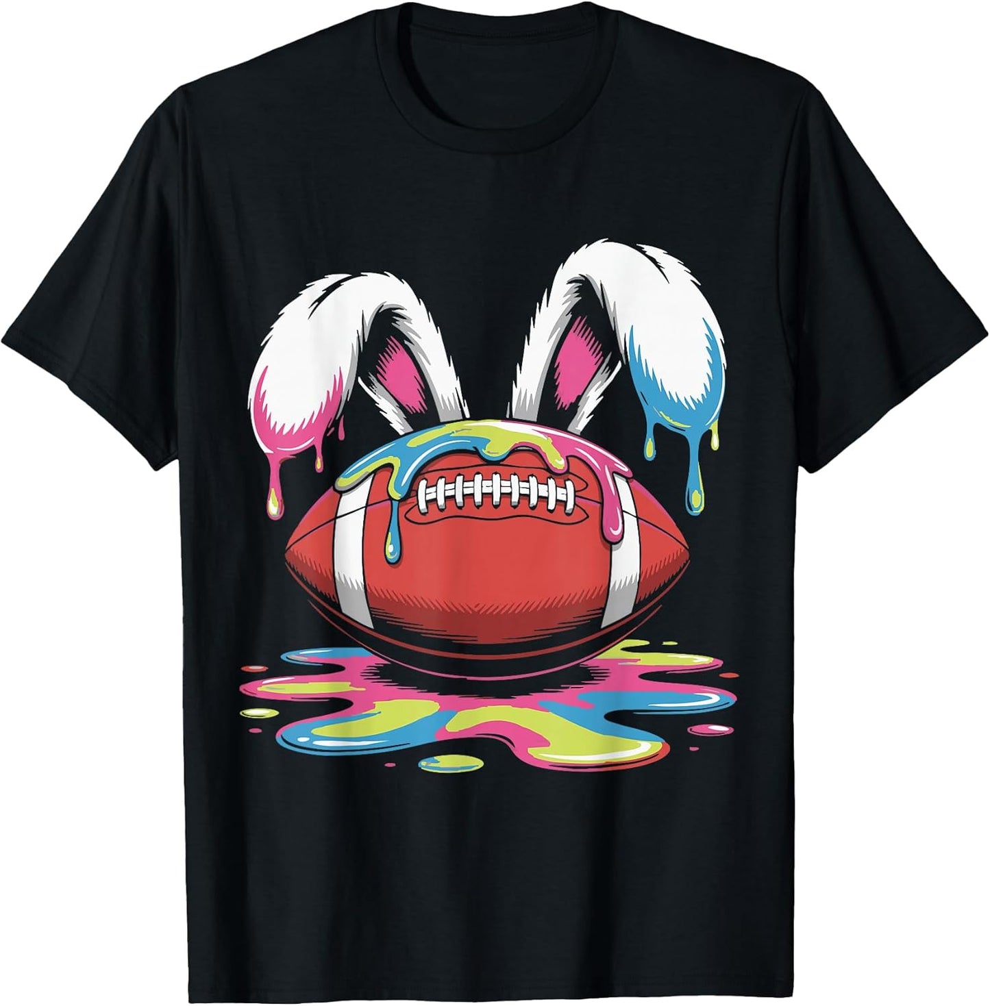 Funny Easter Football Bunny Ears Paint Ice Cream Drip Rabbit T-Shirt
