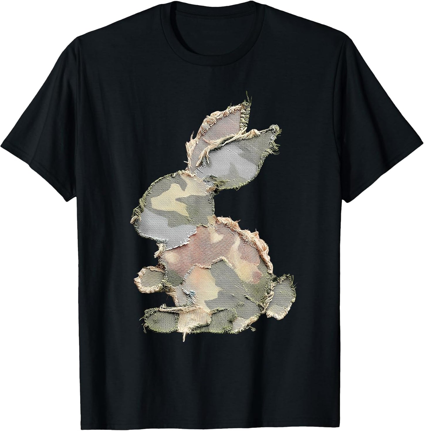 Funny Bunny Crochet Patchwork Camo Rabbit Happy Easter Day T-Shirt