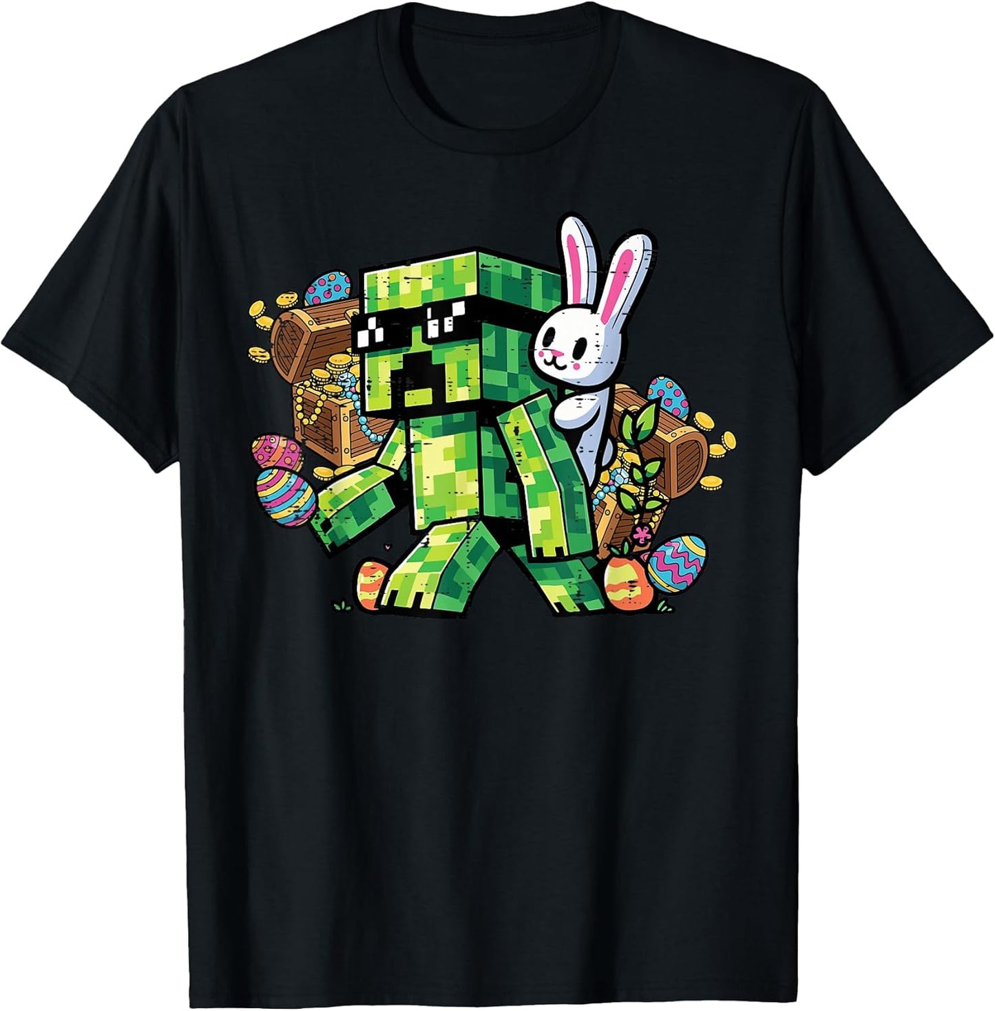 Easter Pixel Gamer Bunny Gaming Toddler Boys Kids Youth Men T-Shirt