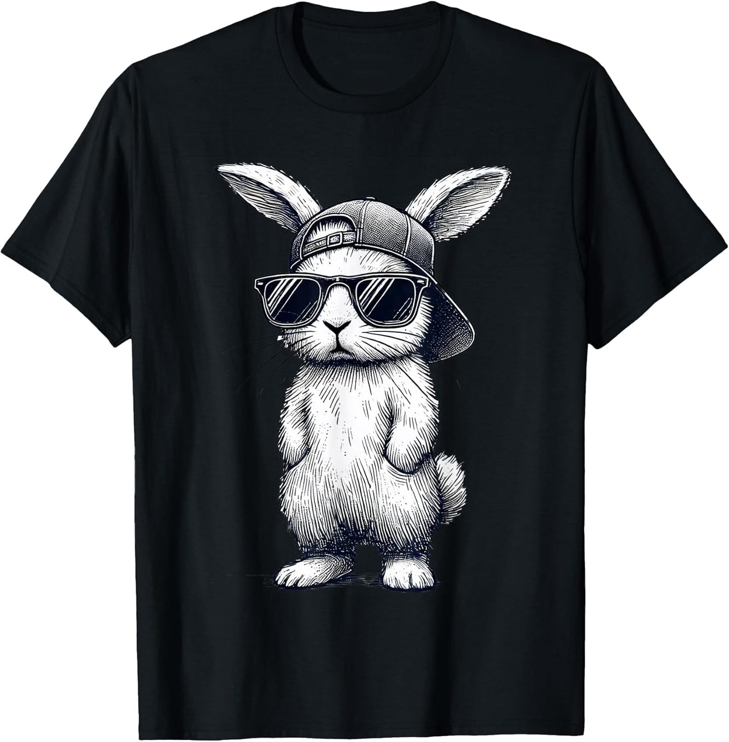 Bunny Face with Sunglasses Cap Easter Day for Boys Men Kids T-Shirt