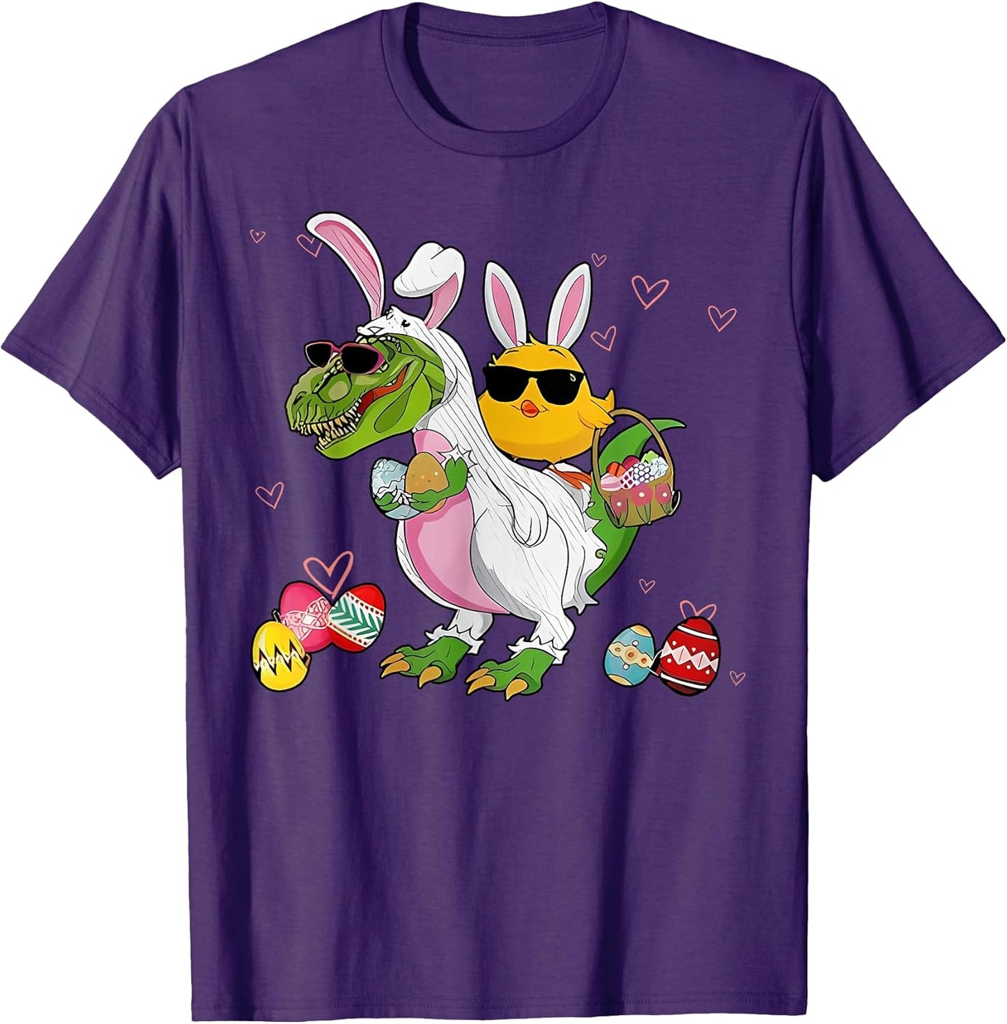 Bunny Chicken Riding Dinosaur T Rex Egg Hunt Dinosaur Easter T-Shirt