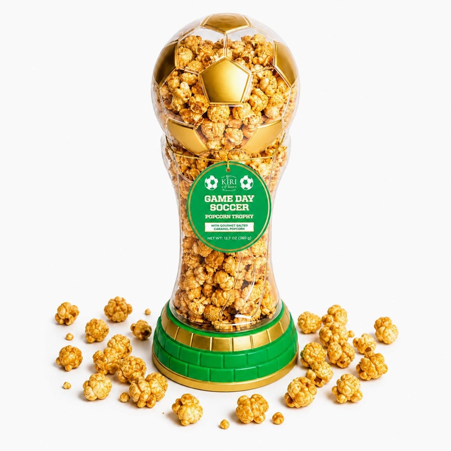 Gourmet Salted Caramel Popcorn World Cup Trophy Shape - 12.7 oz Soccer Gift Container, 2026 Football Tournament Party Decor, Stadium Movie Night Snack Pack, Unique Novelty Birthday Favor, Kids Adults