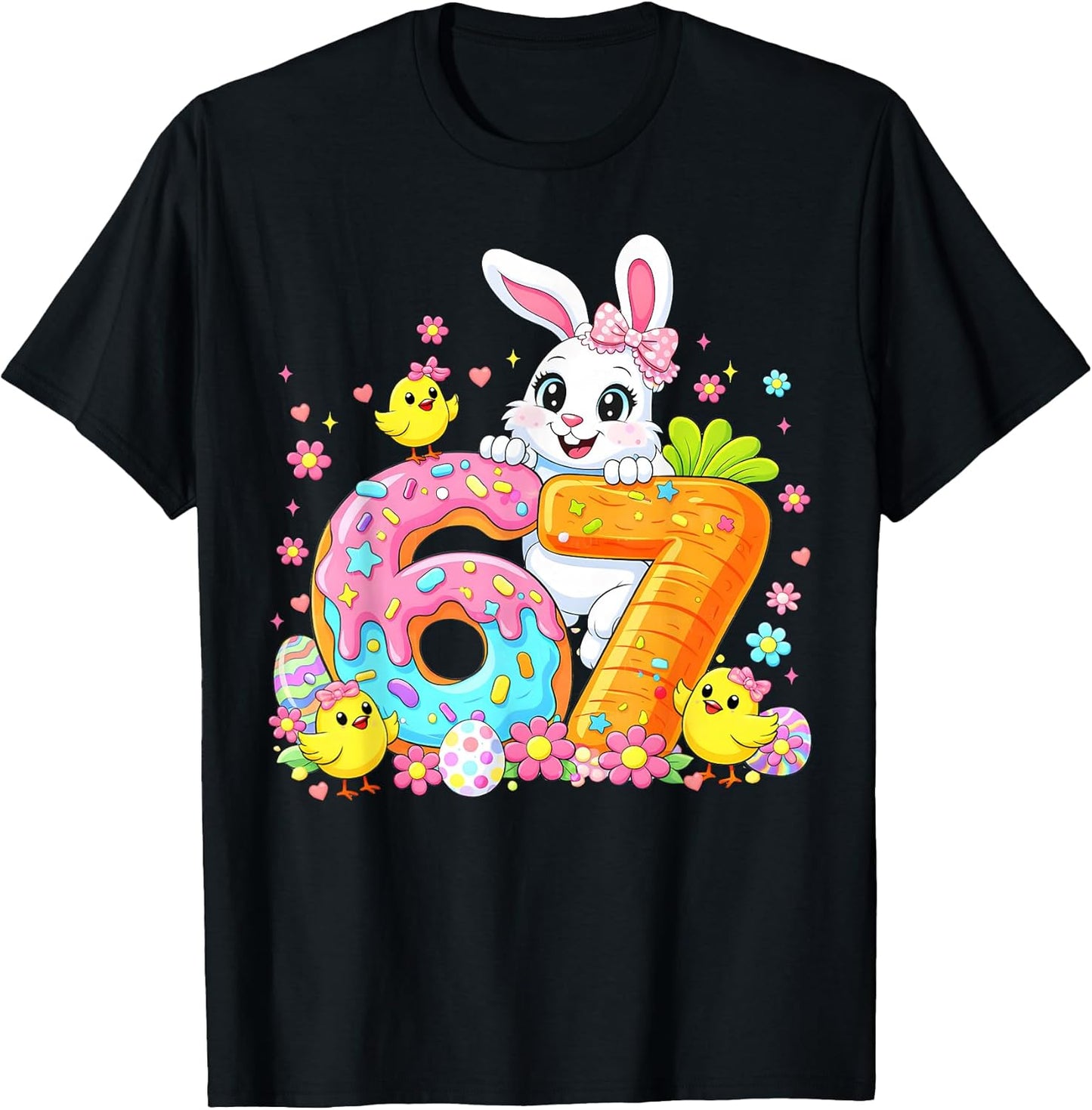 Cute Rabbit Bunny Ice Cream Floral Easter Women Girl Toddler T-Shirt