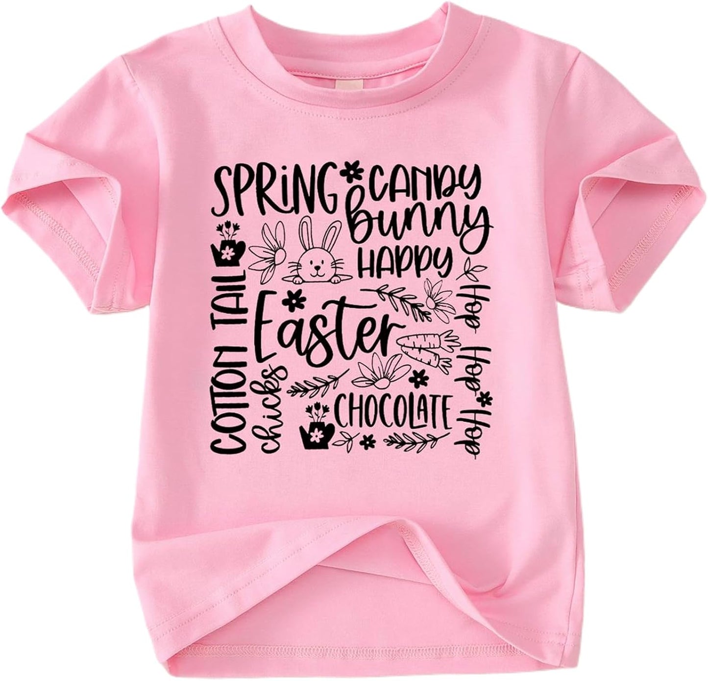Kids Toddler Girls Easter T-Shirts Bunny Shirts Short Sleeve Tees Happy Easter Outfit Cotton Tail Spring Tops