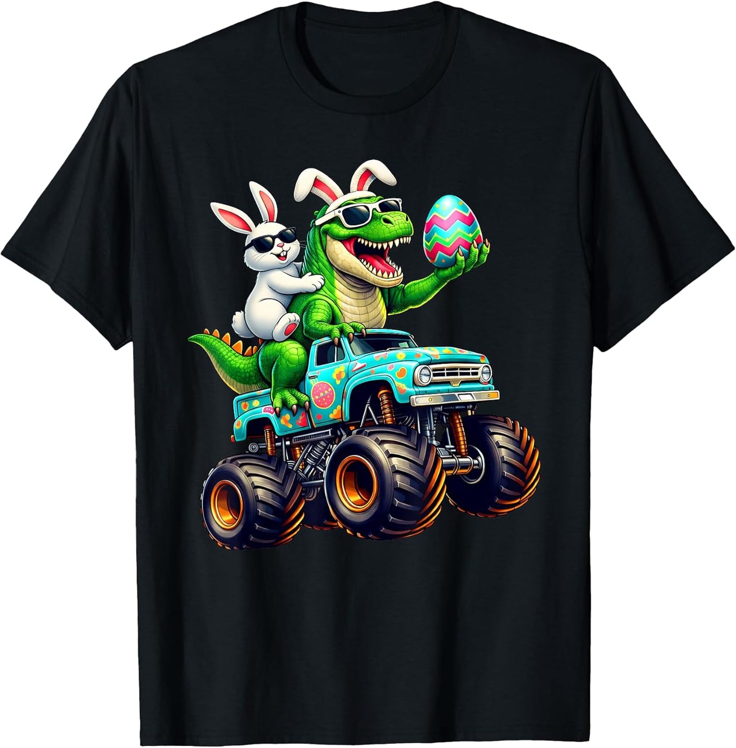 Happy Easter Bunny T Rex Monster Truck Dinosaur Boy Men T-Shirt