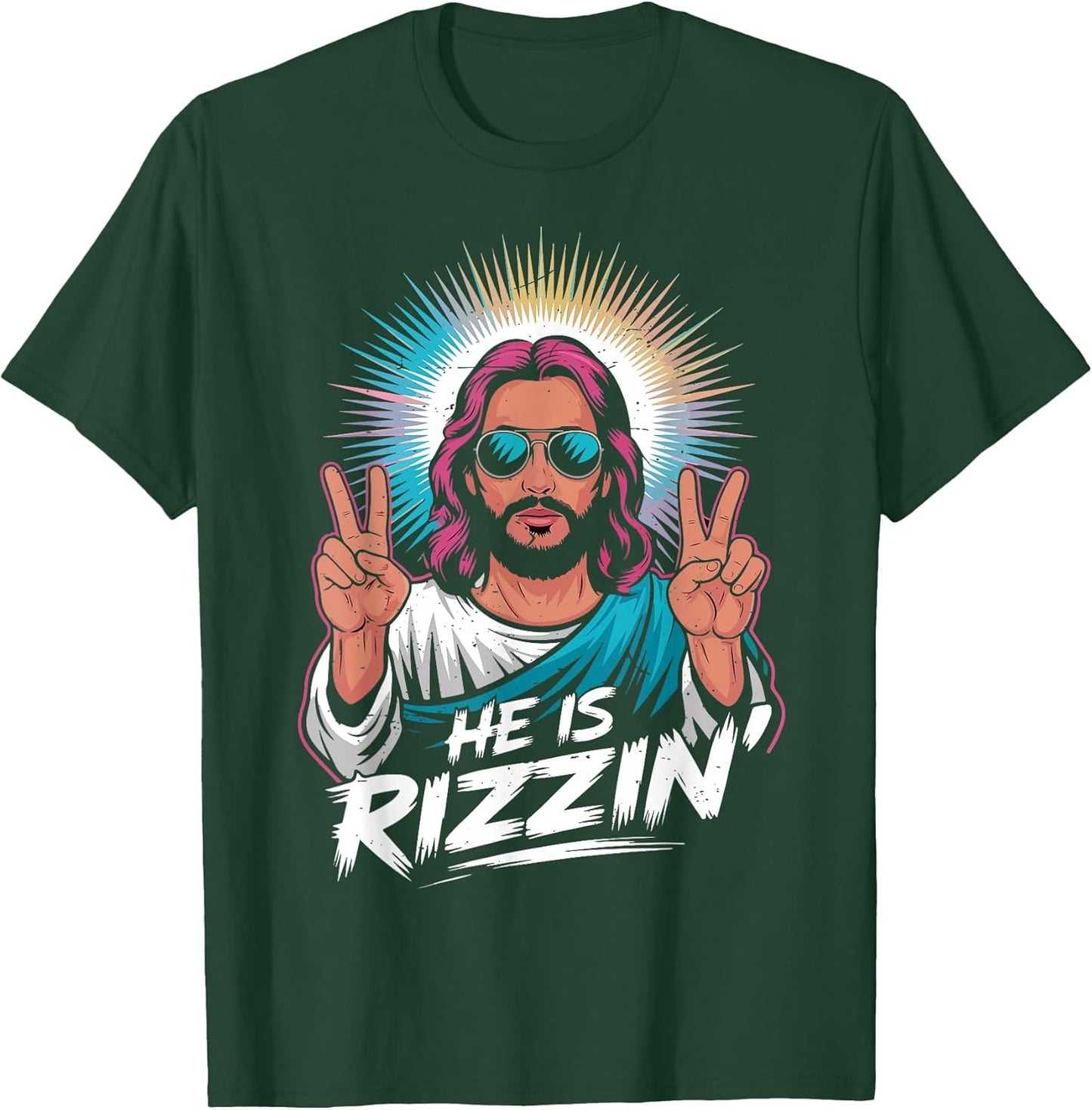 Kids Boy He is Rizzin Funny Christian Easter Jesus Men Youth T-Shirt