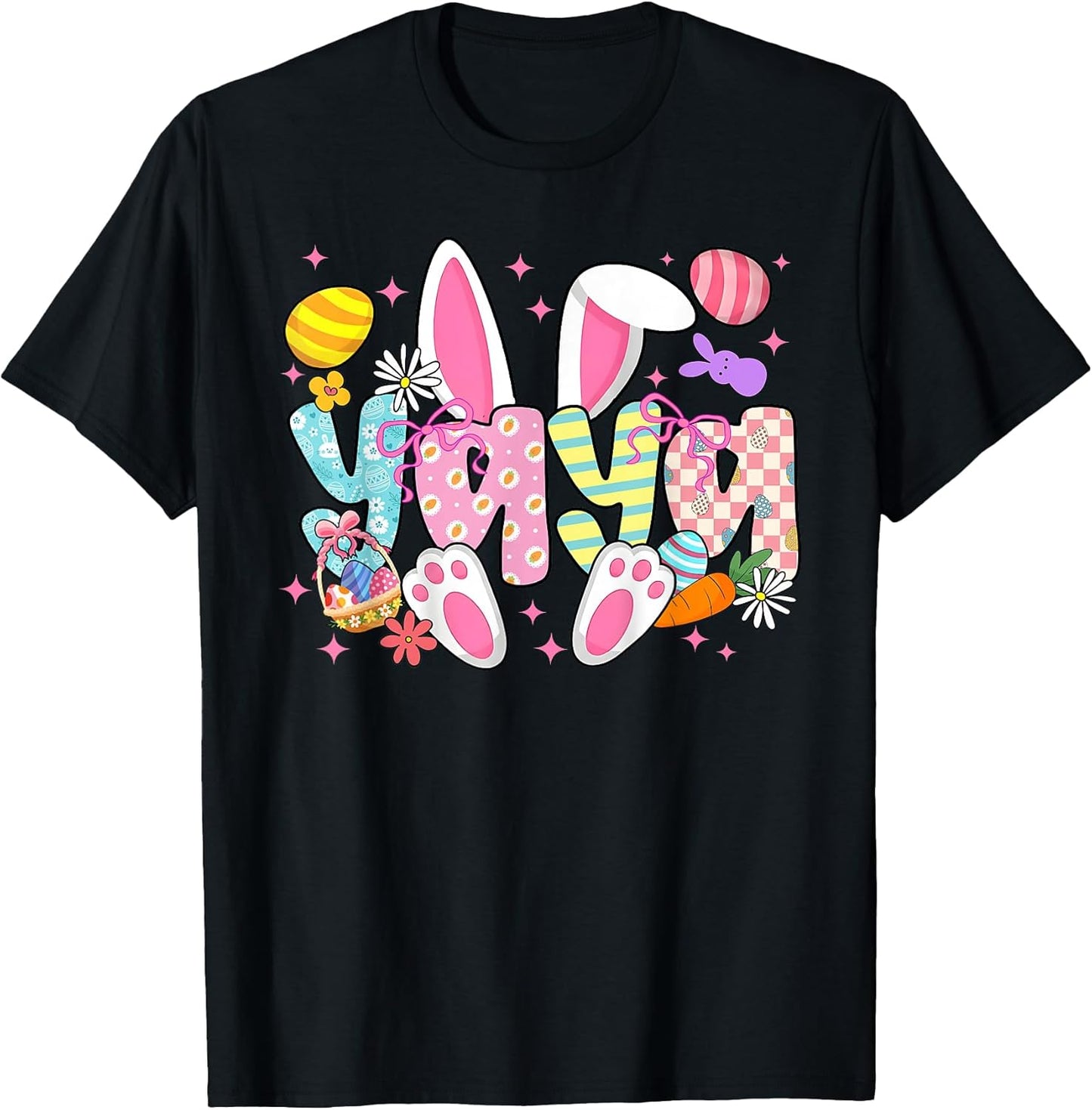Easter Yaya Bunny Ears Coquette Bow Easter Rabbit Women T-Shirt
