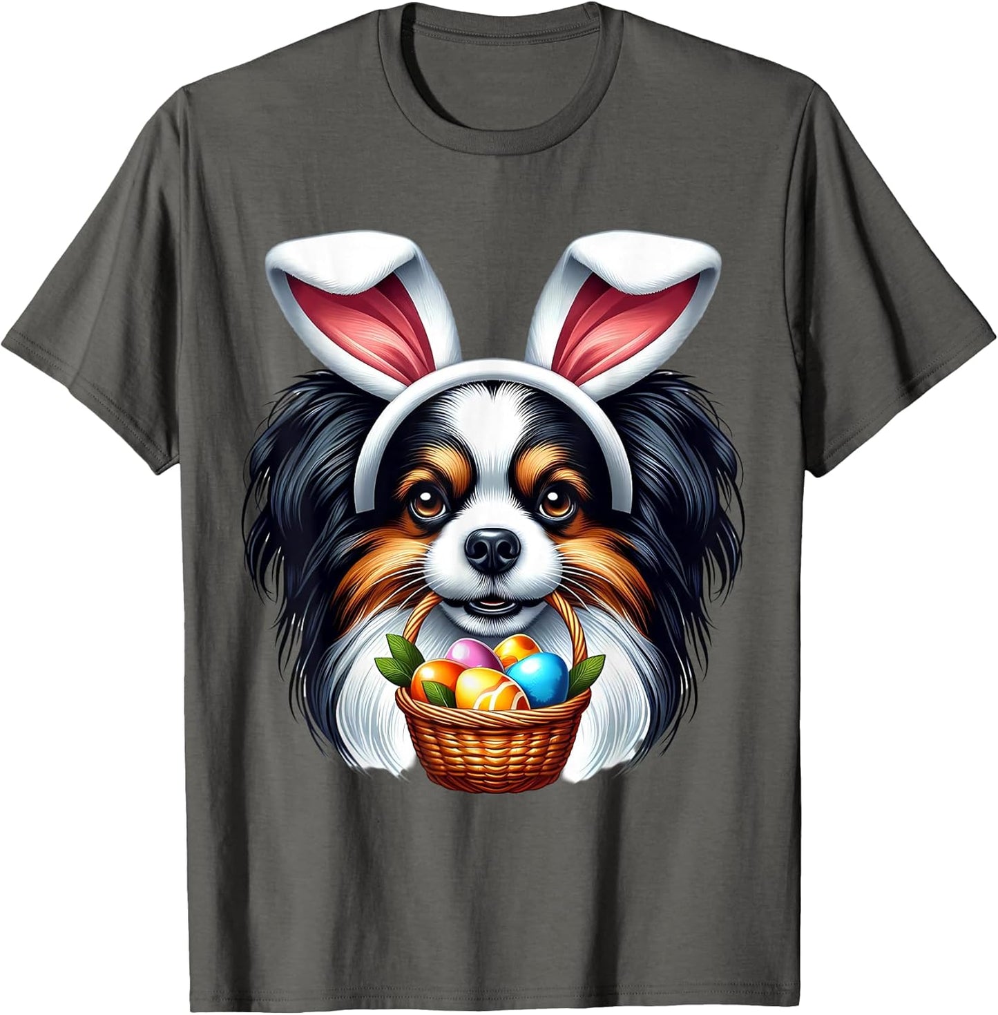 Cute Bunny Ear Papillion Dog Easter Eggs Owner Lover Mom Dad T-Shirt